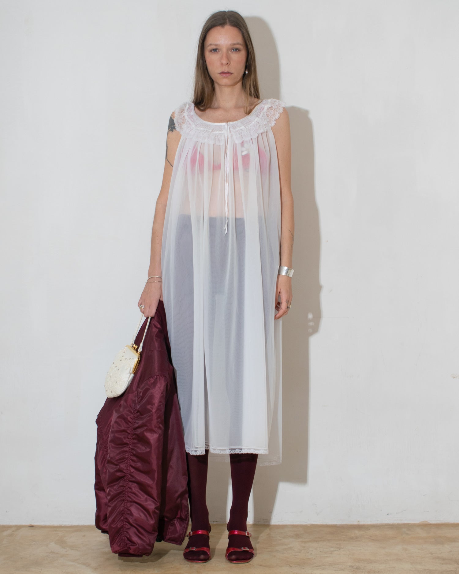 sheer night dresses Aerusi Gown this dress is perfect for a night out Lace Insert Asymmetrical Sheer Night