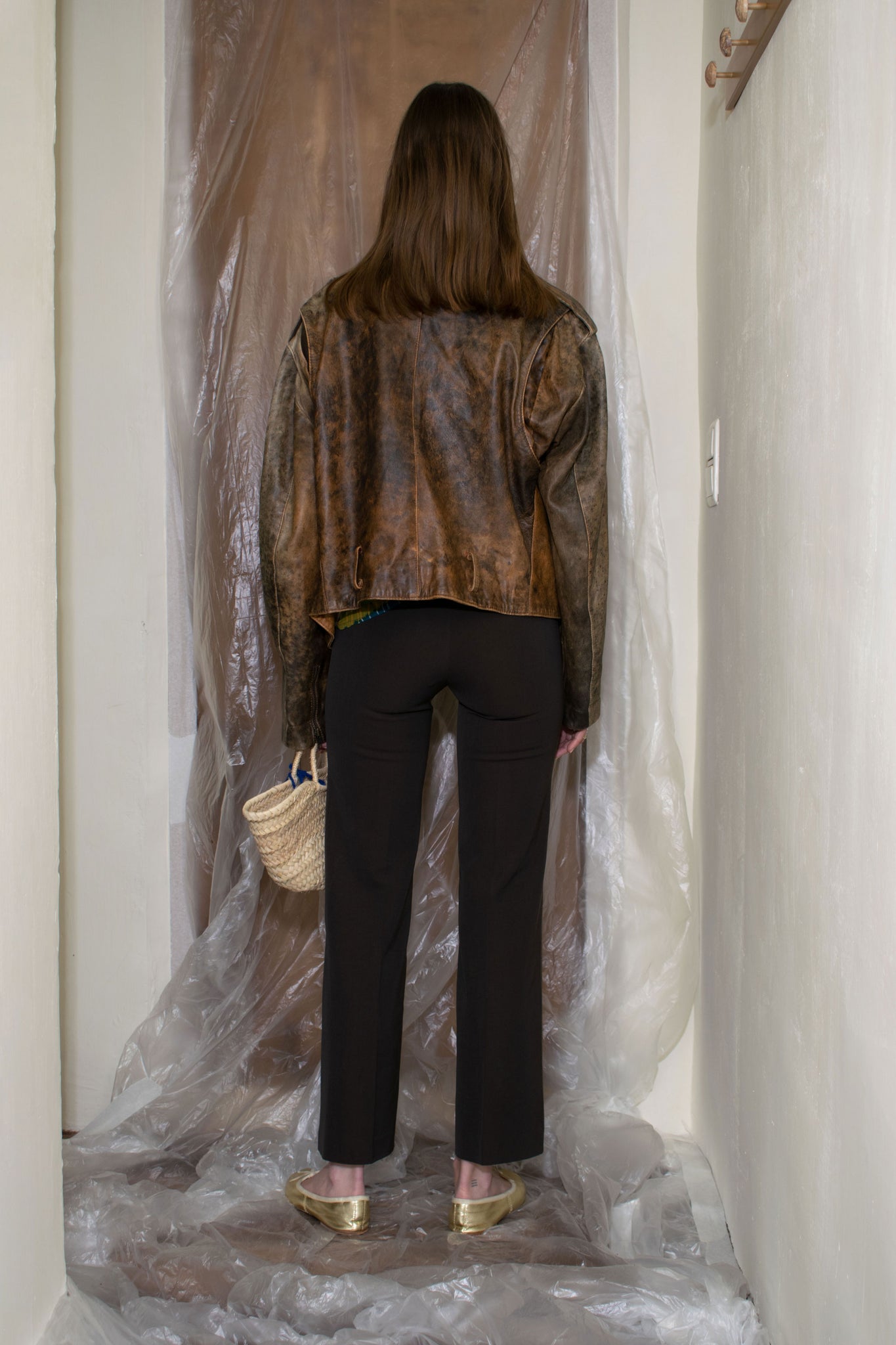 Aged Leather Biker Jacket