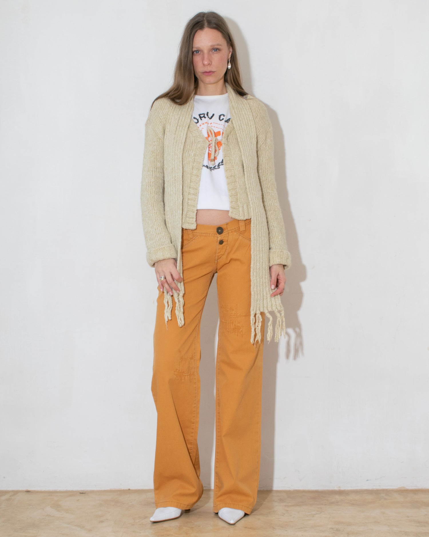 Attached Scarf Cardigan