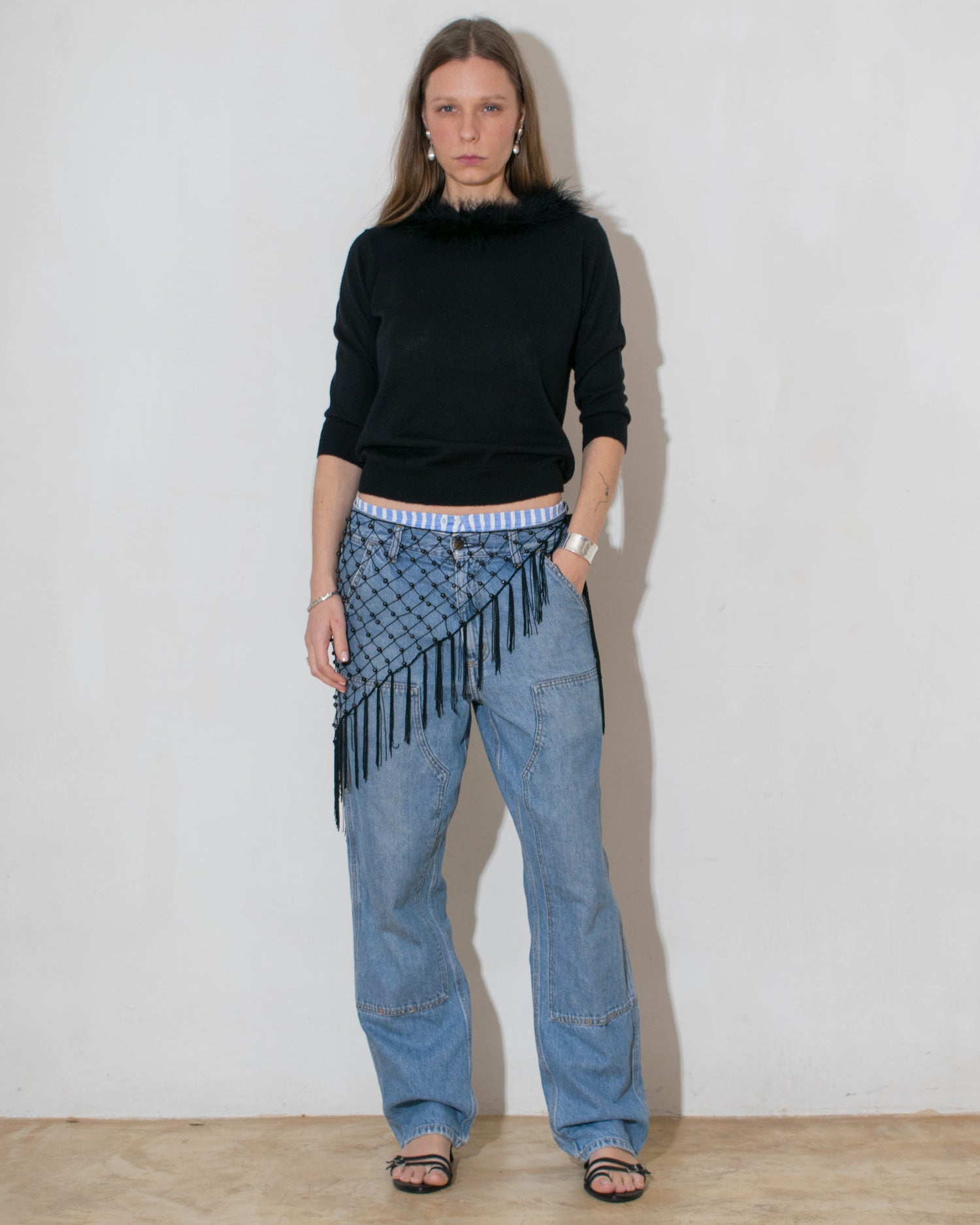 '90s Feather Trim Knit