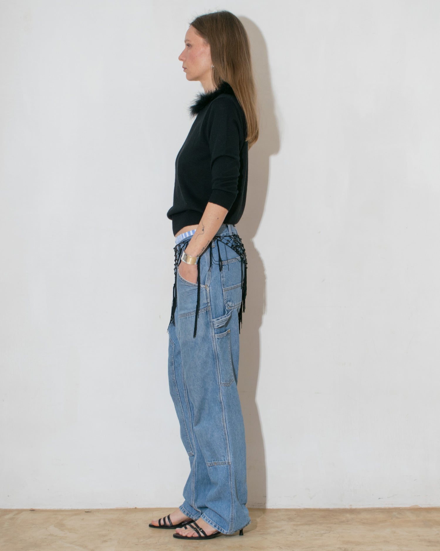 '90s Feather Trim Knit