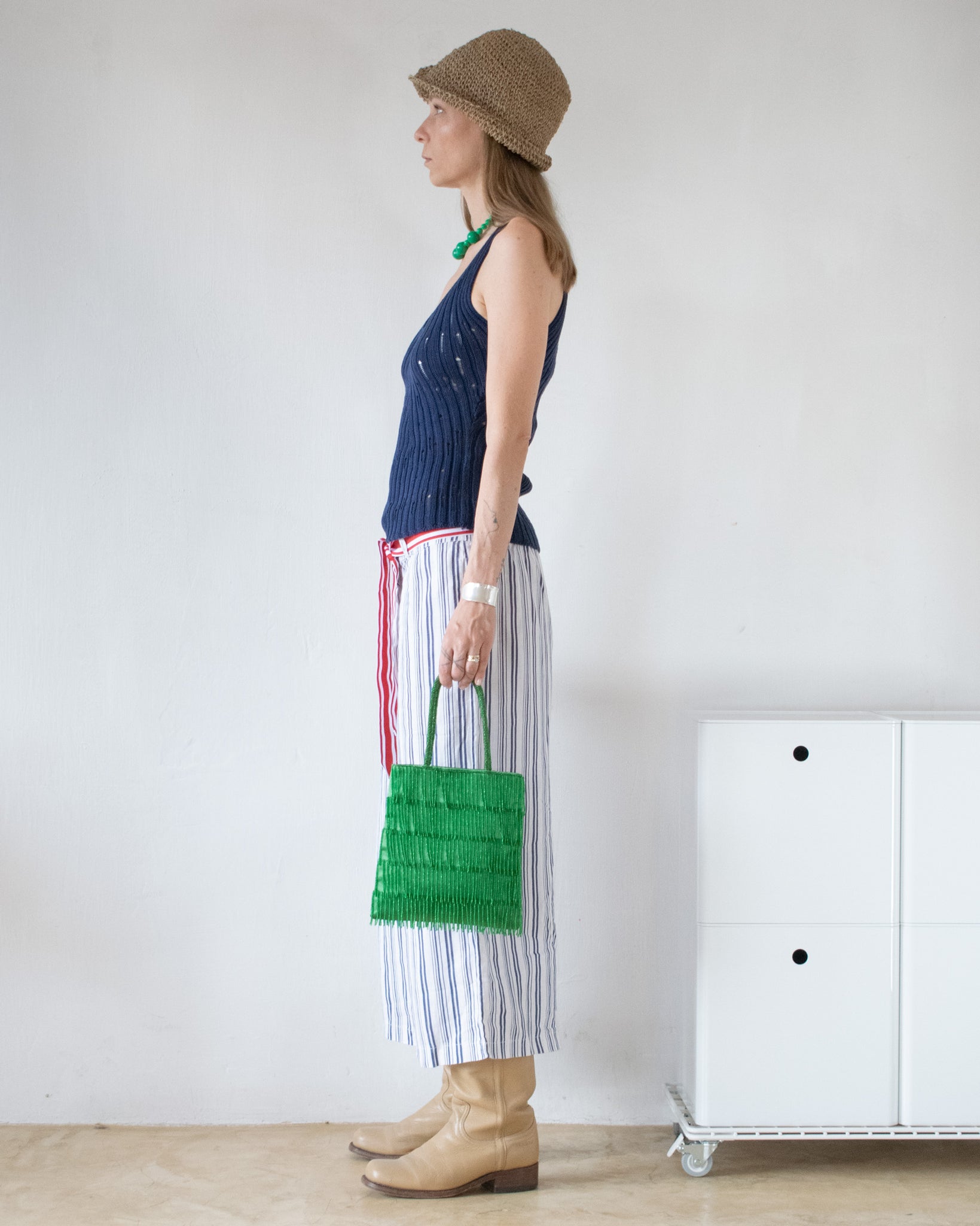 Silk Beaded Bag (Green)