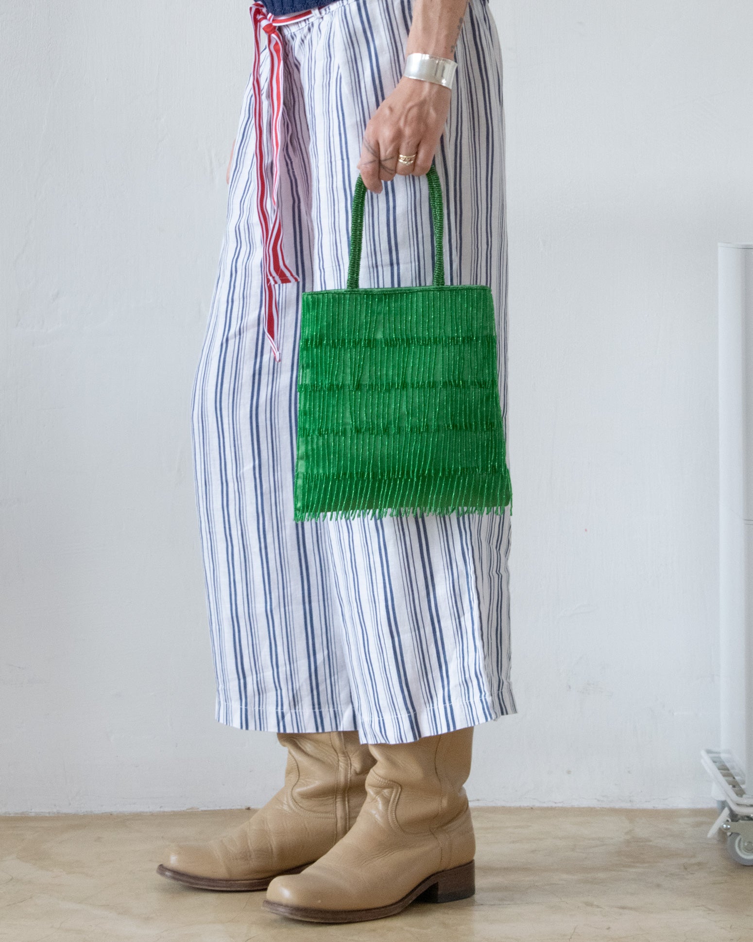 Silk Beaded Bag (Green)