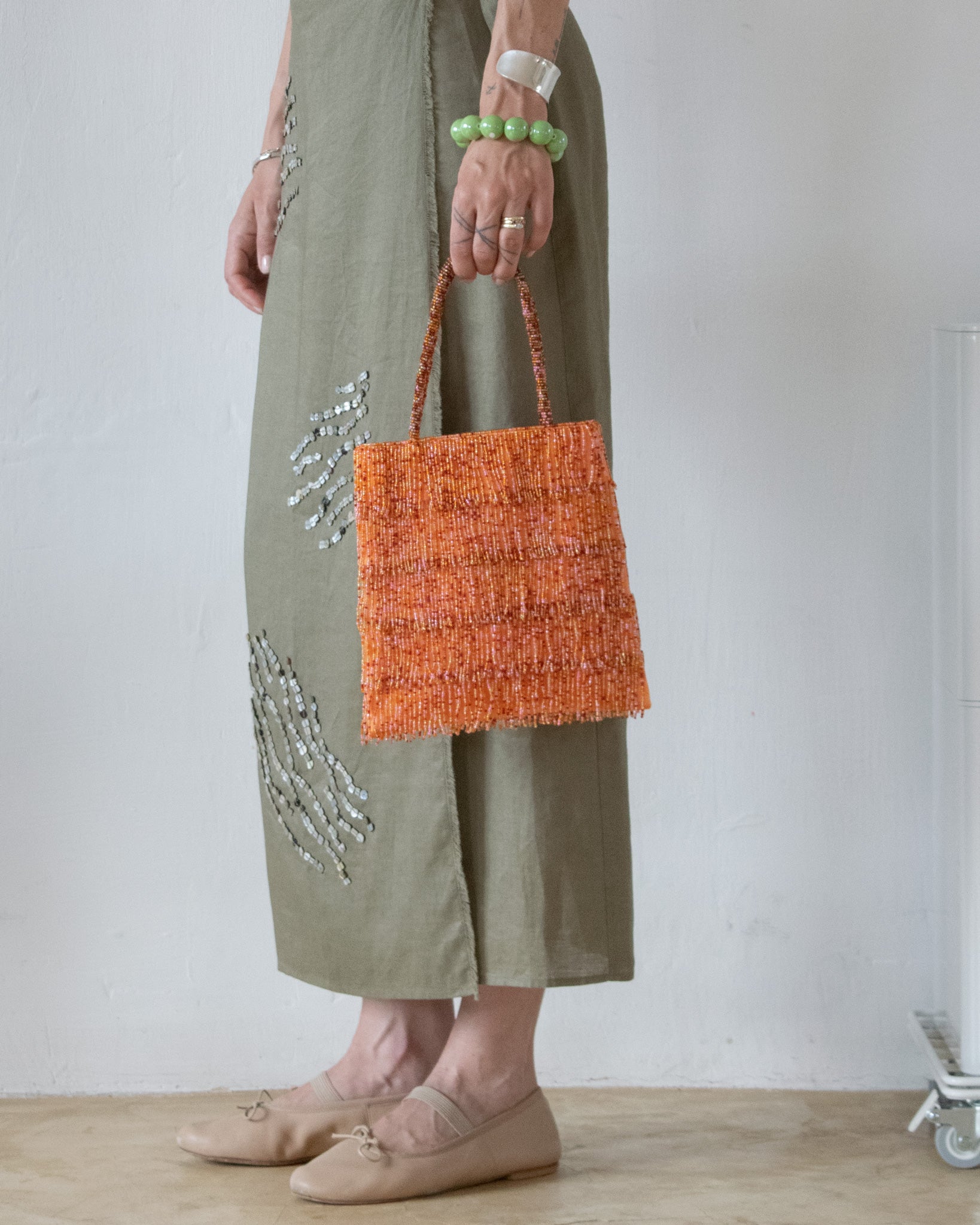 Silk Beaded Bag (Orange)