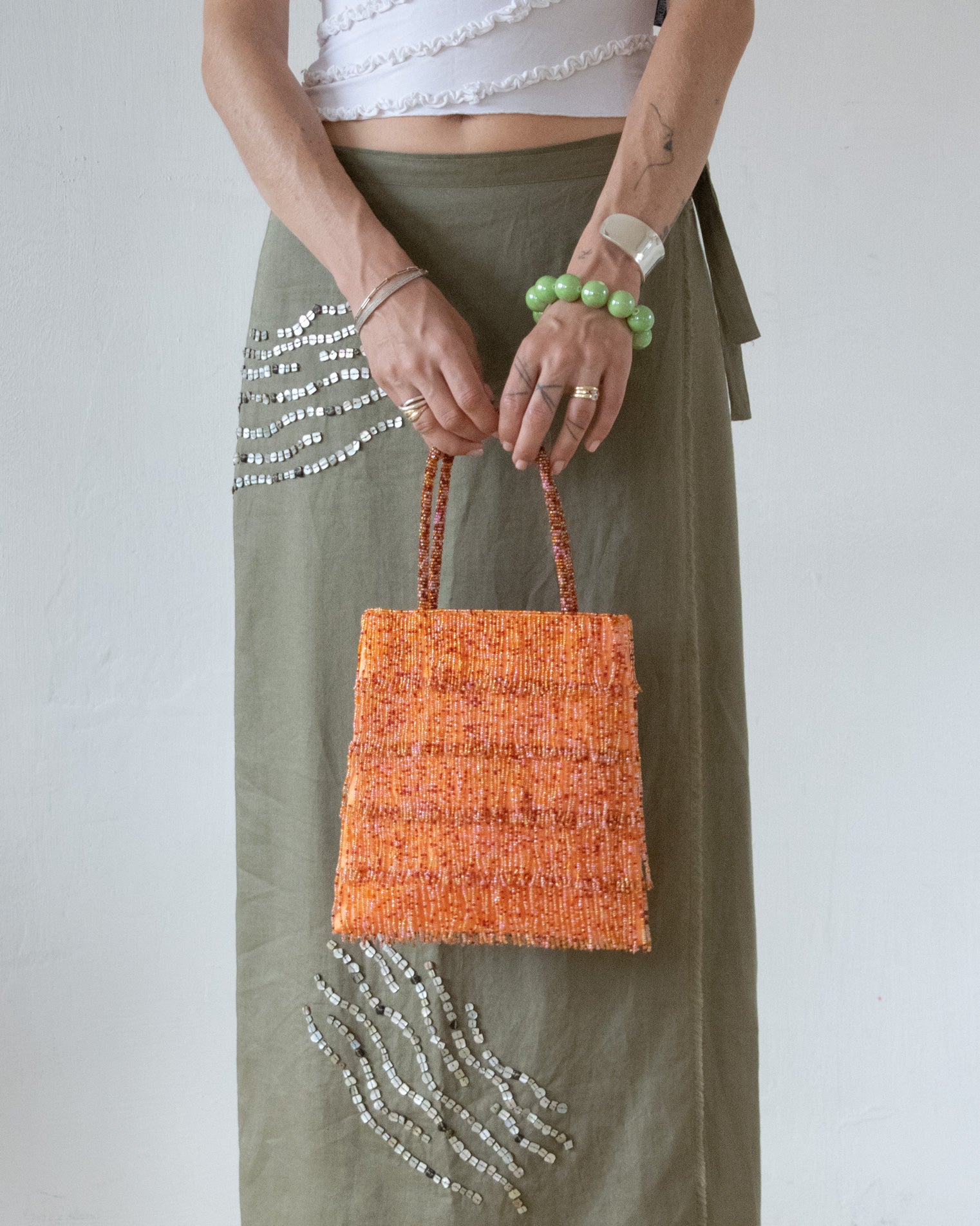 Silk Beaded Bag (Orange)