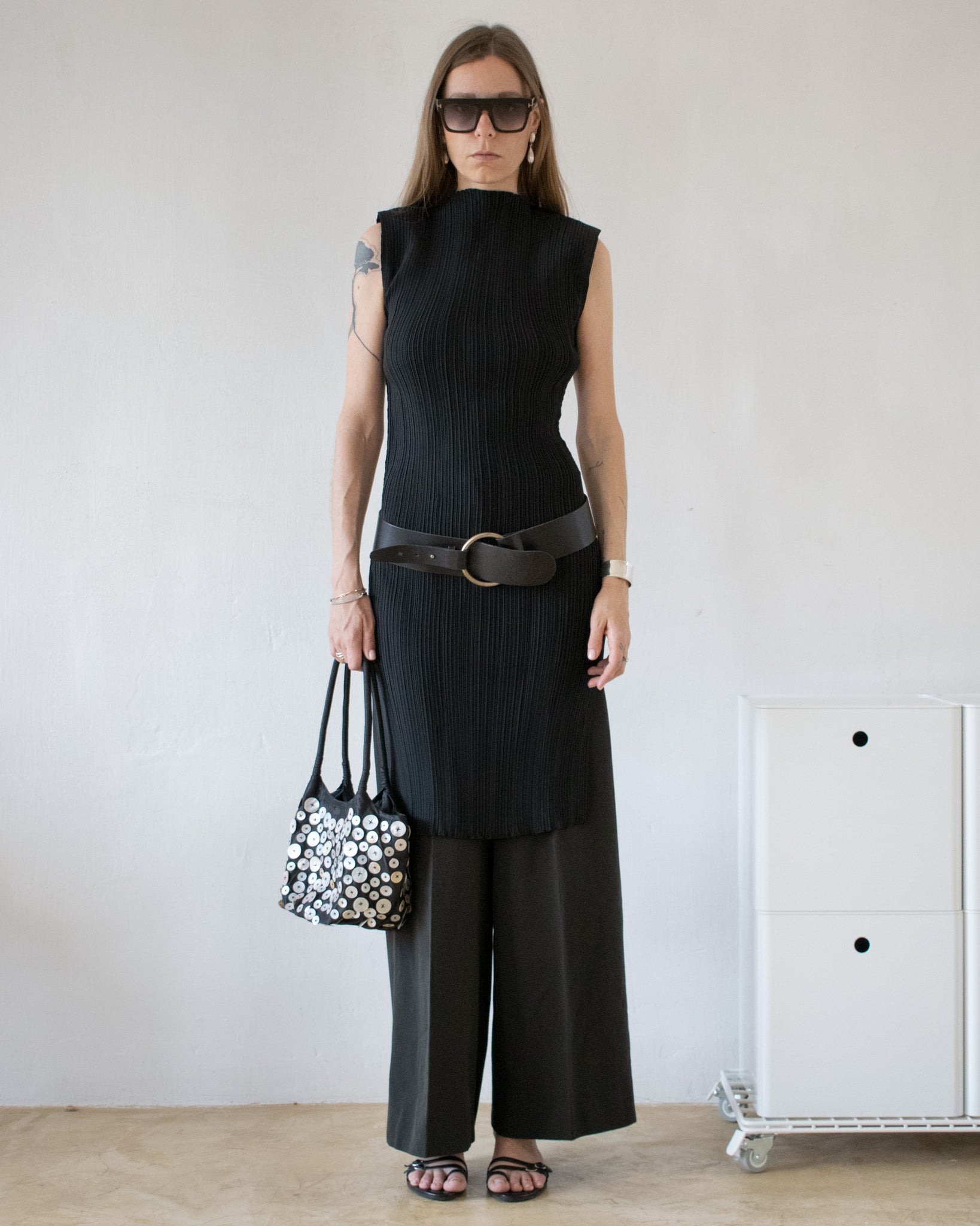 Black Plissé Dress