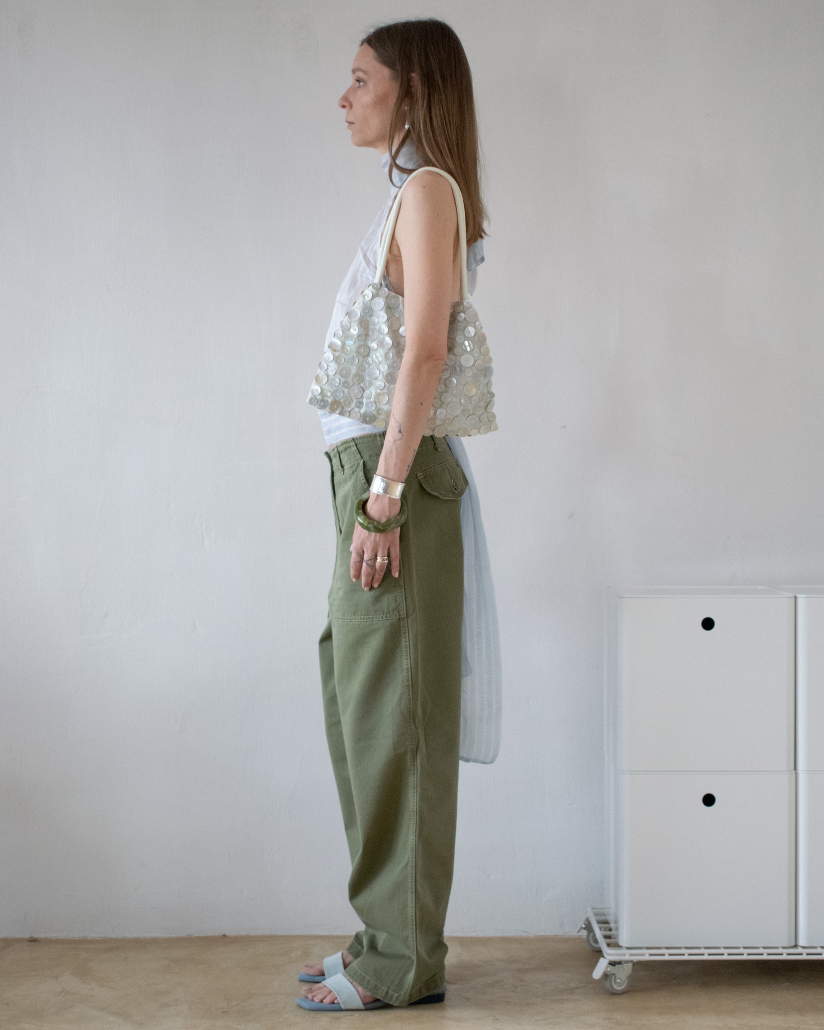 Crepe Embellished Bag (Mint)