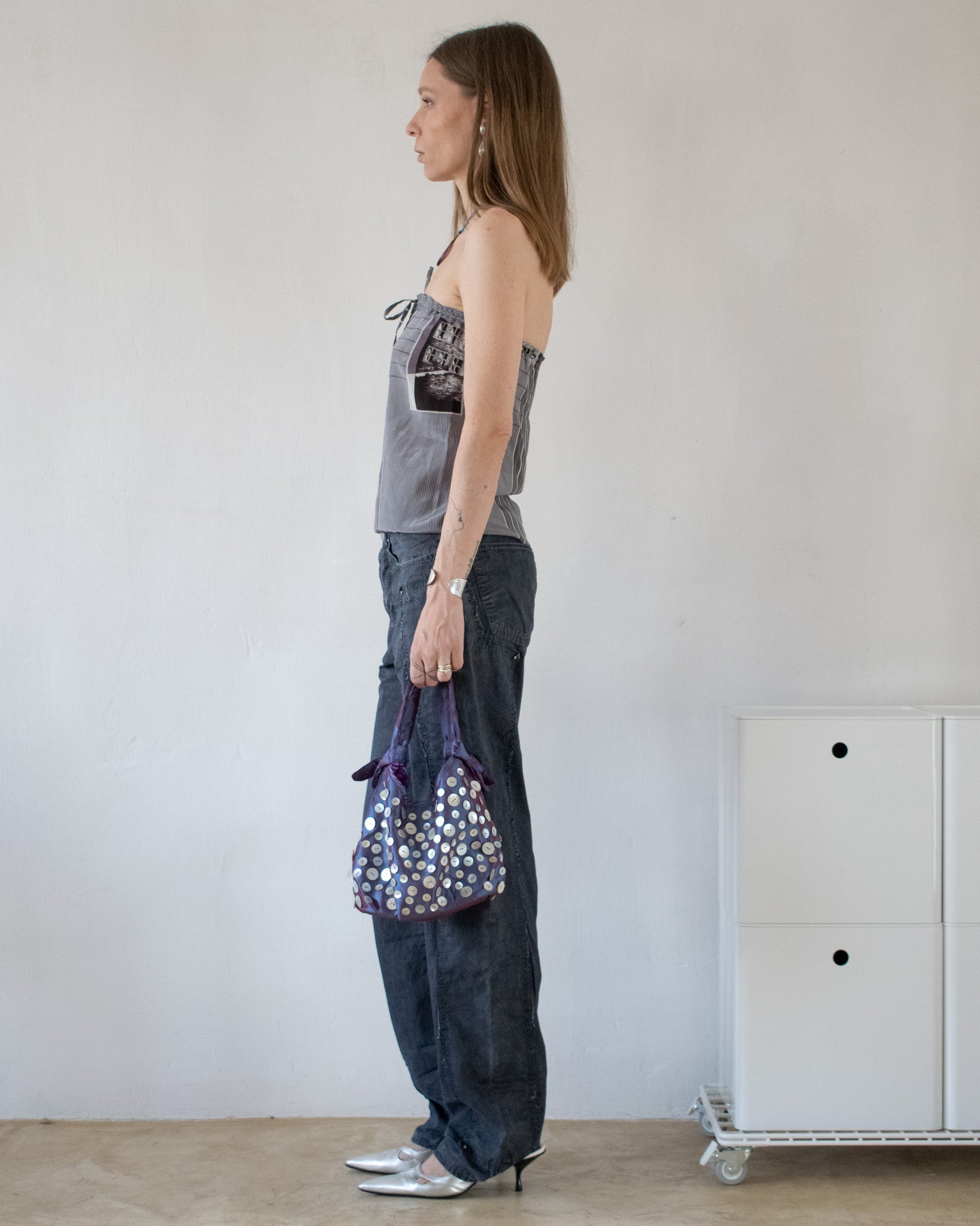 Taffeta Embellished Bag (Purple)