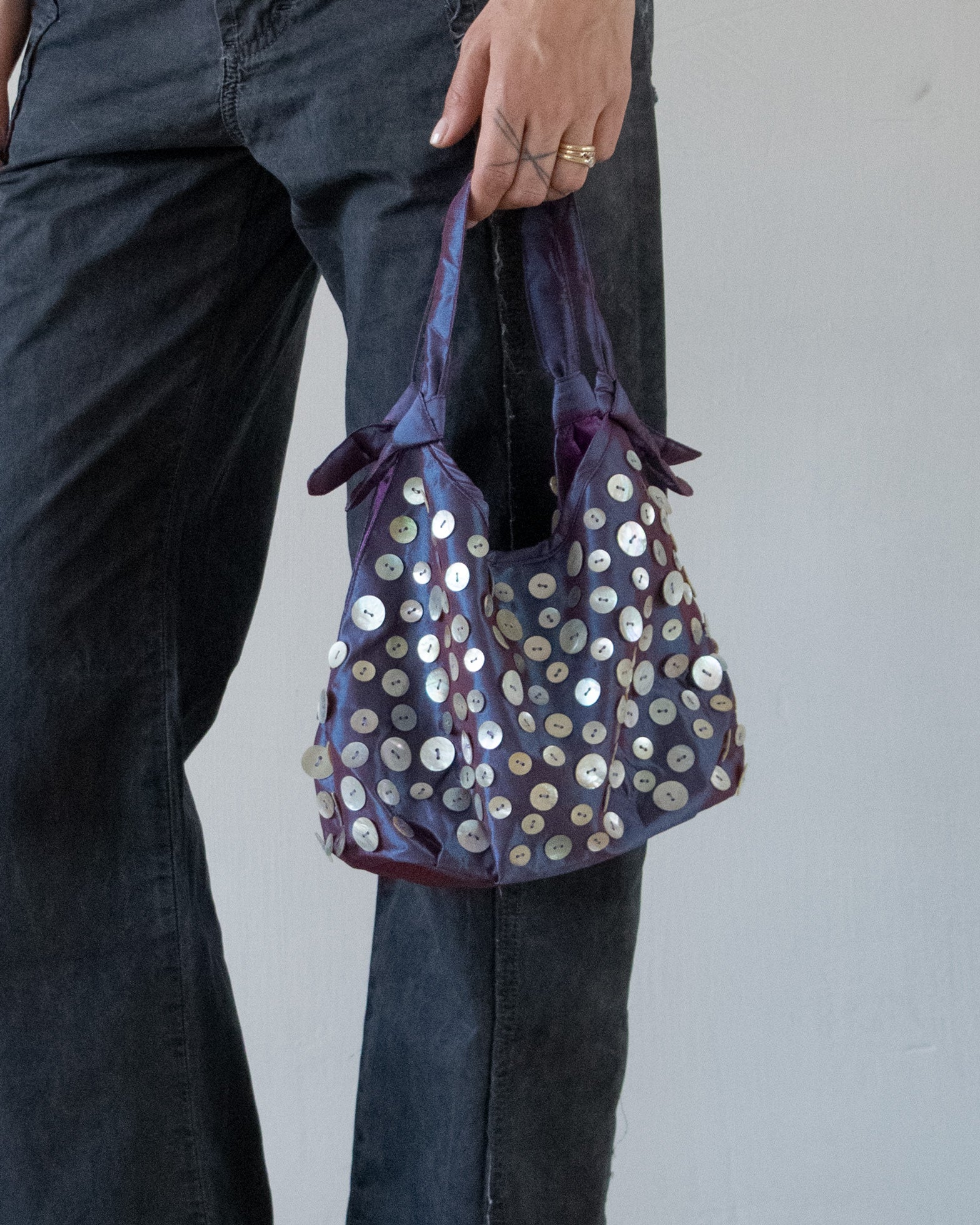 Taffeta Embellished Bag (Purple)