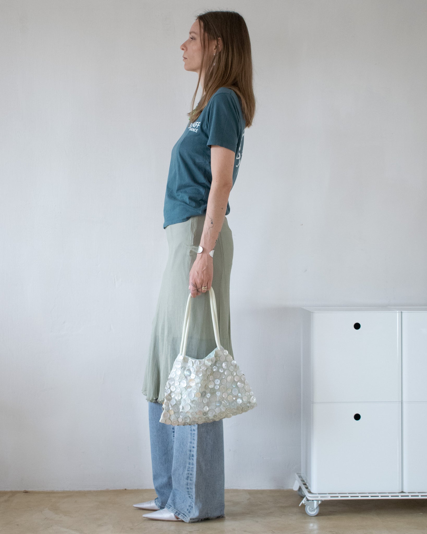 Crepe Embellished Bag (Mint)