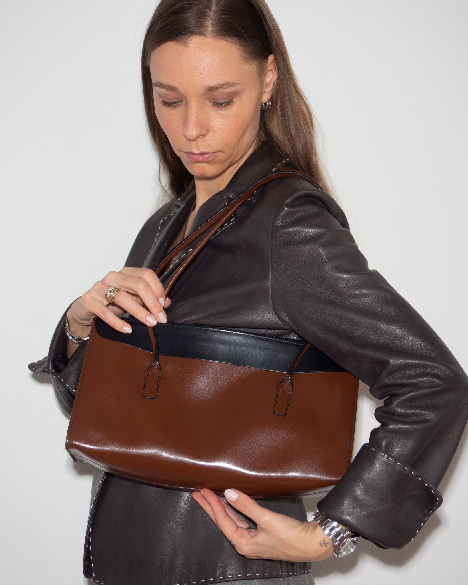 Bicolor Leather Bag