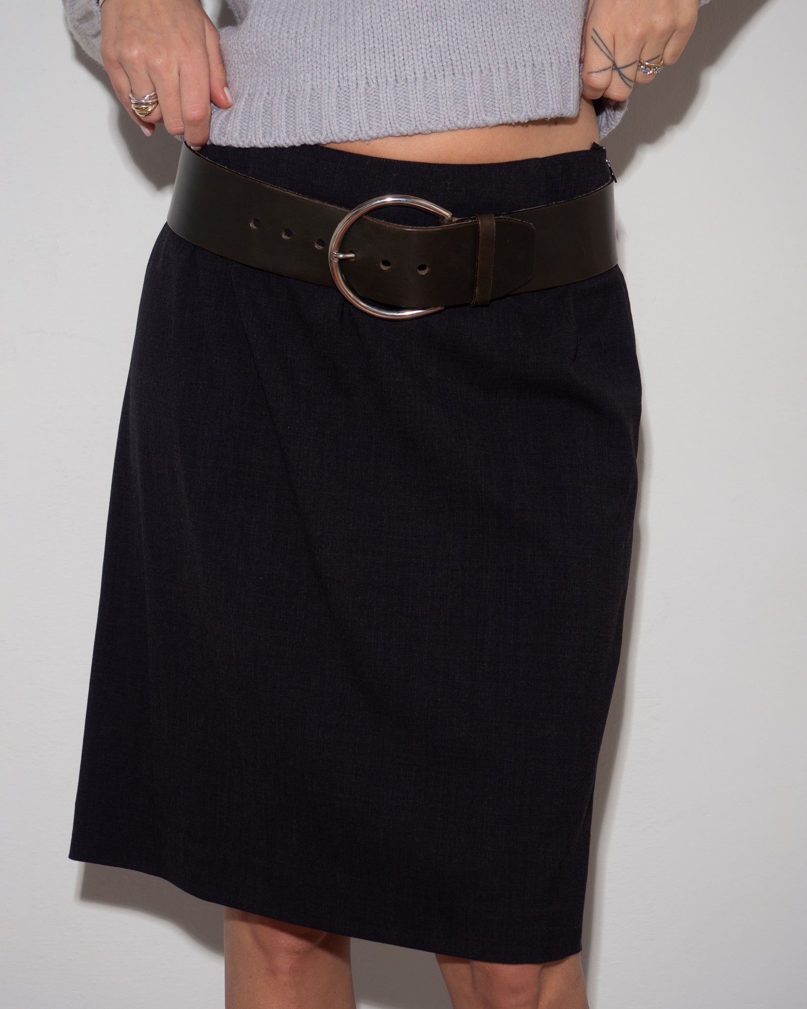 Gray Leather Belt