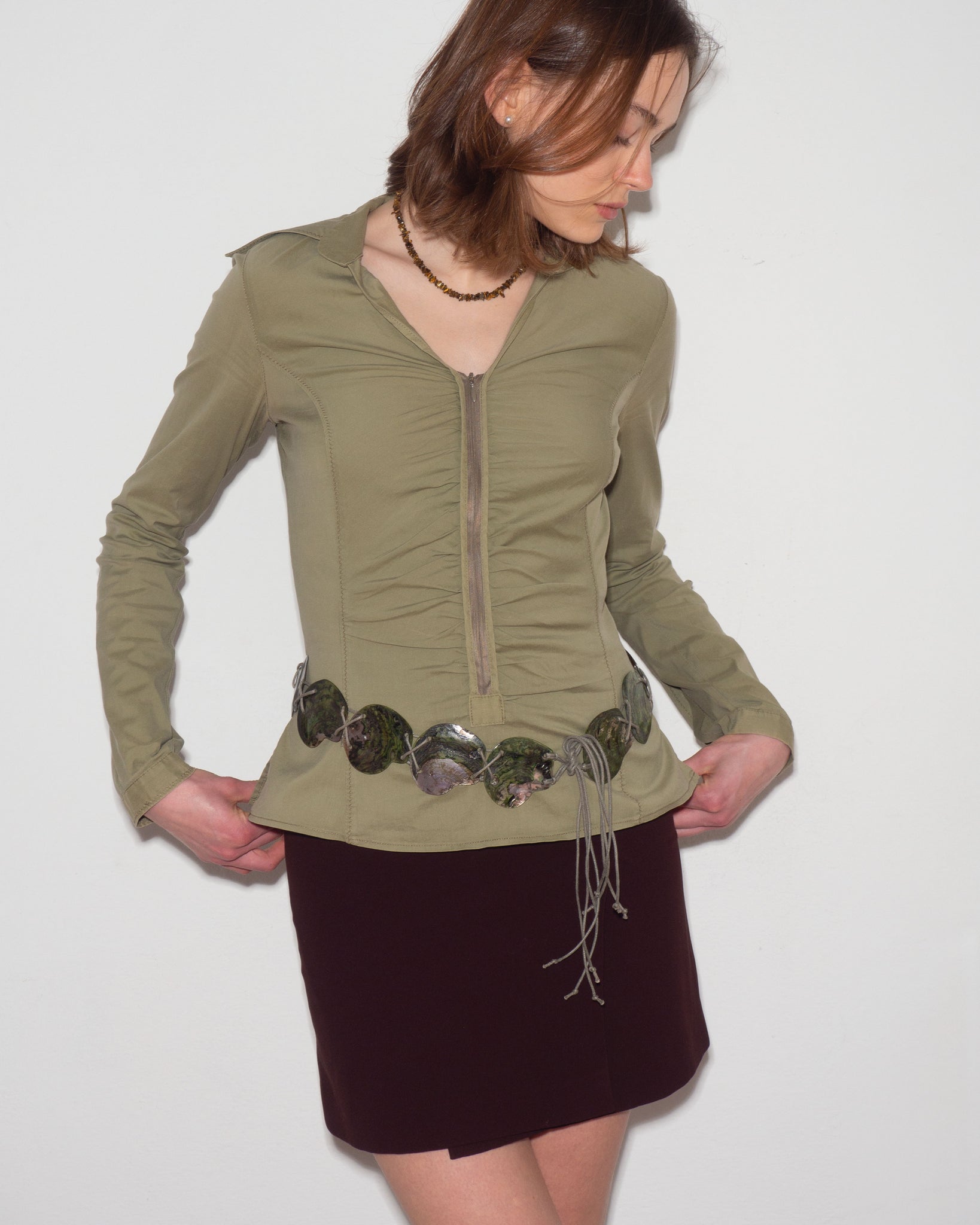Olive Zip Blouse