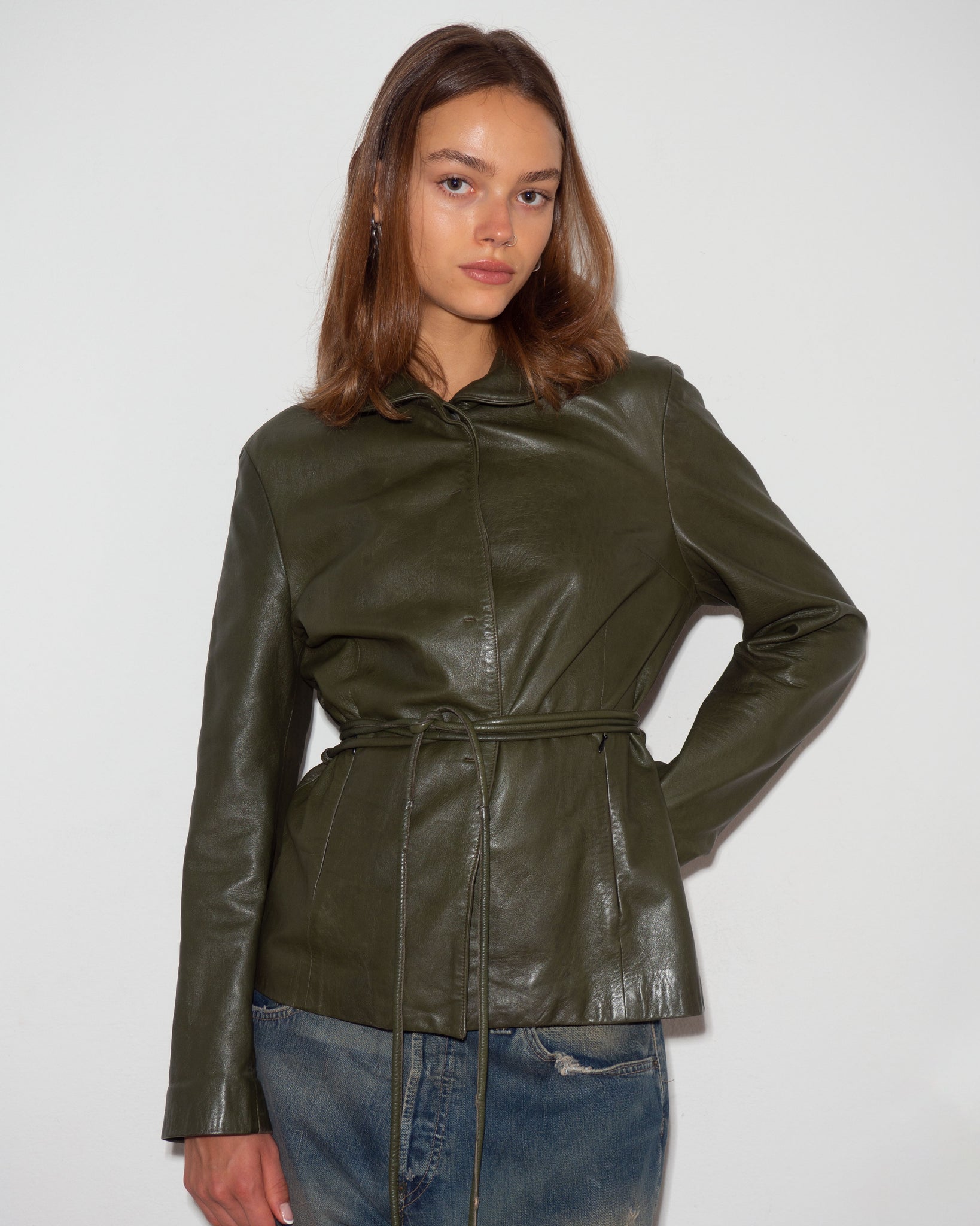 Belted Leather Jacket