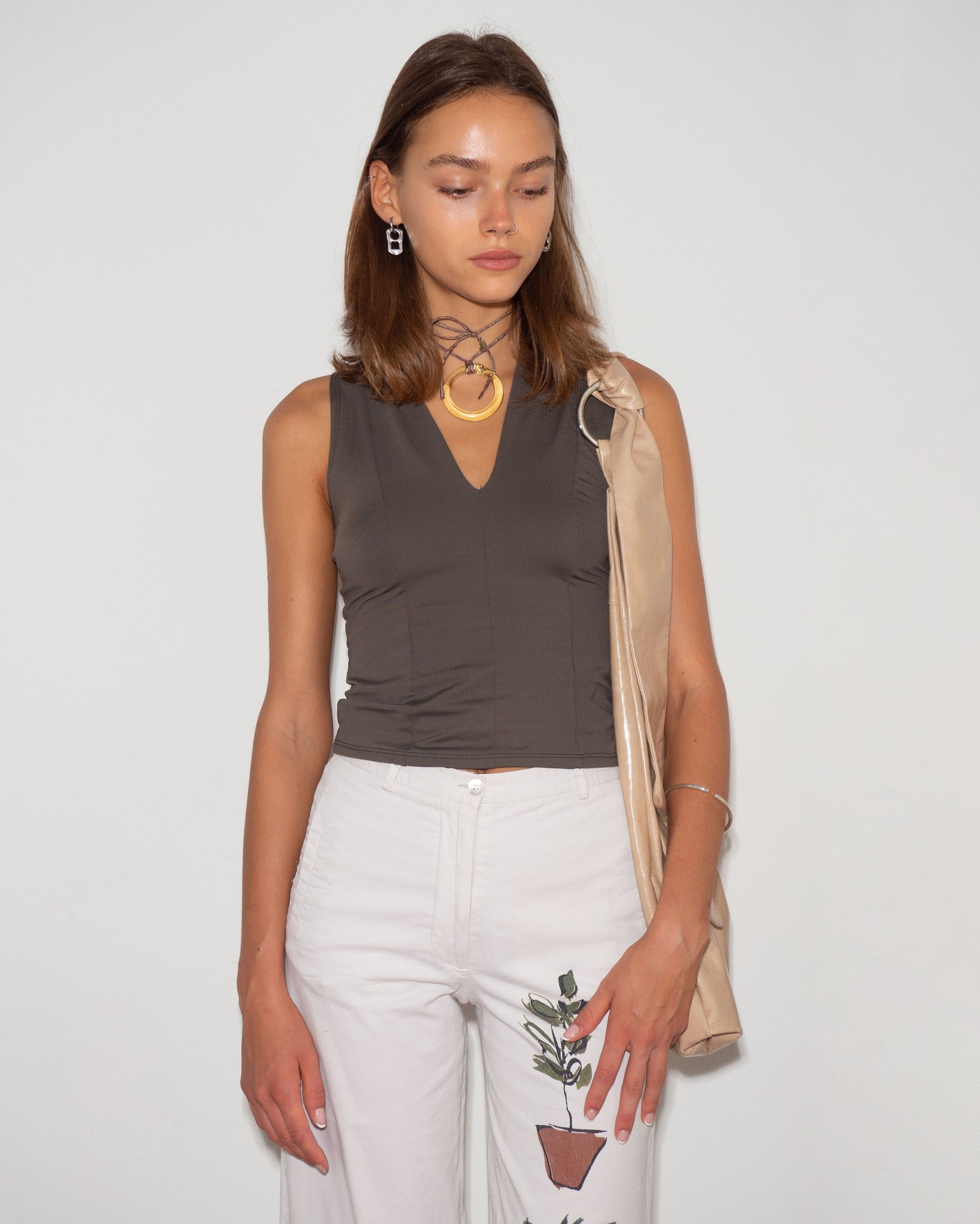 Khaki Nylon Top