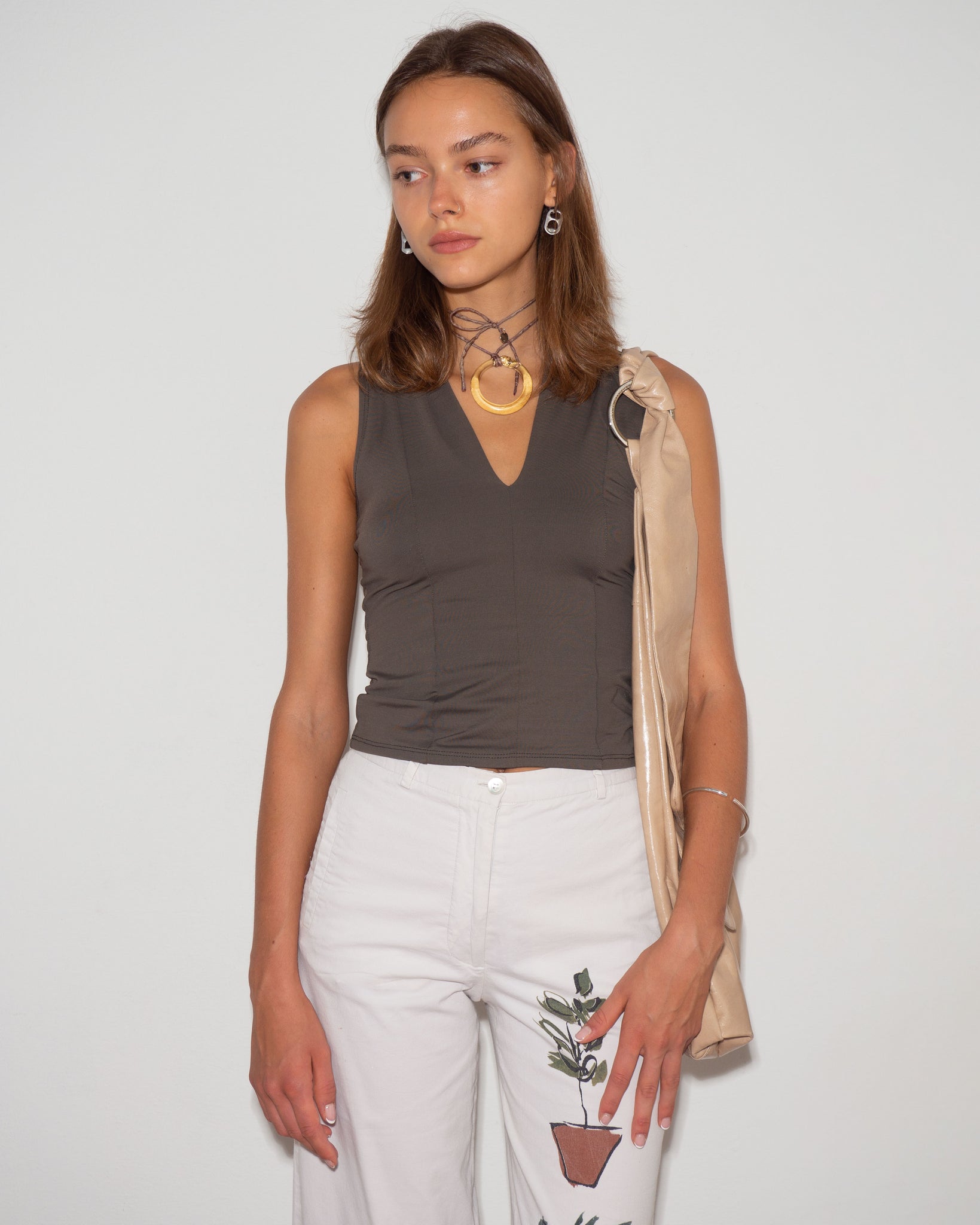 Khaki Nylon Top