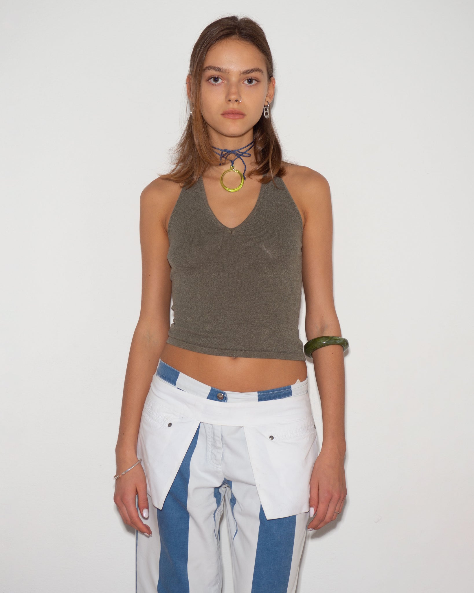 Olive Halter Top