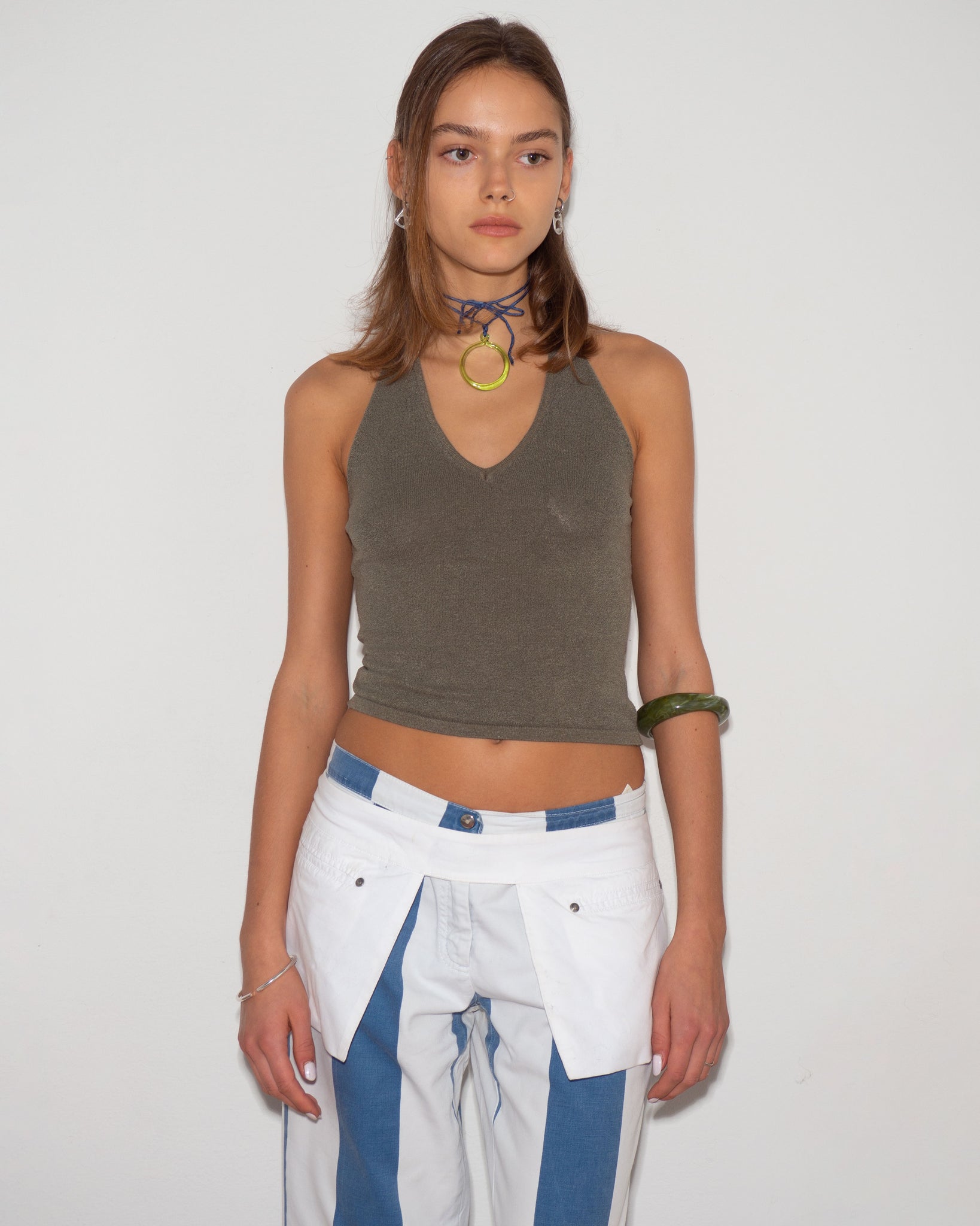 Olive Halter Top