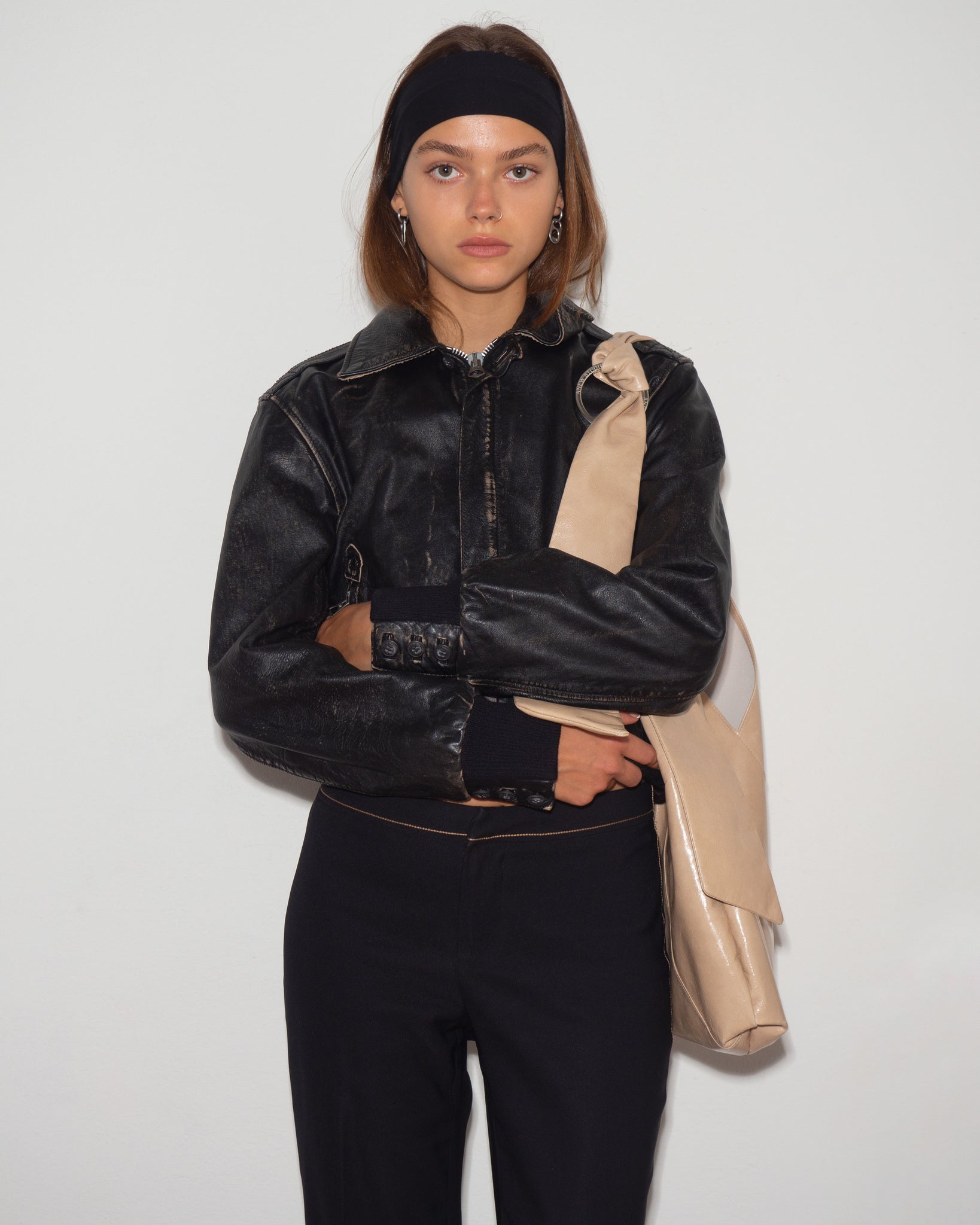 Black Leather Bomber