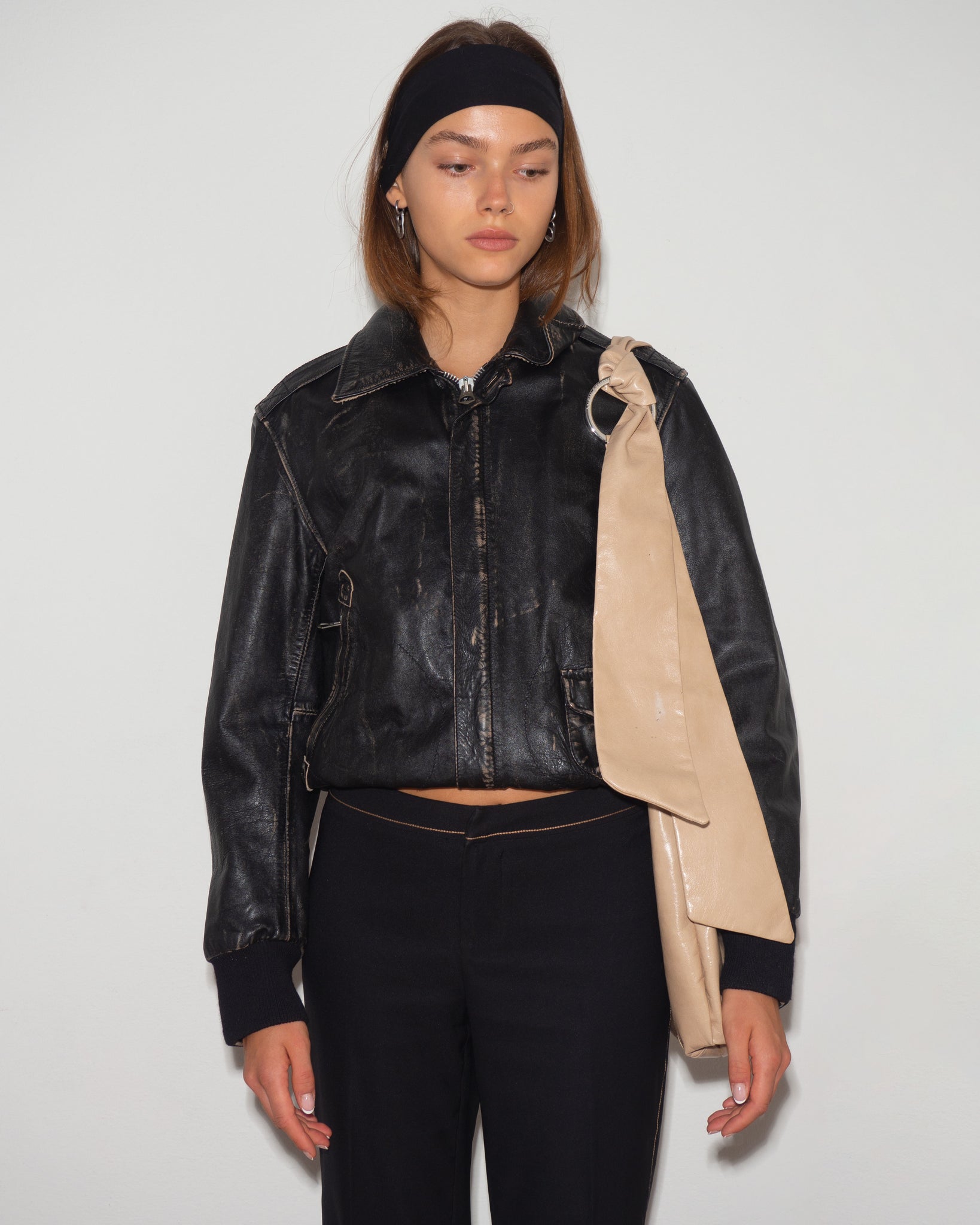 Black Leather Bomber