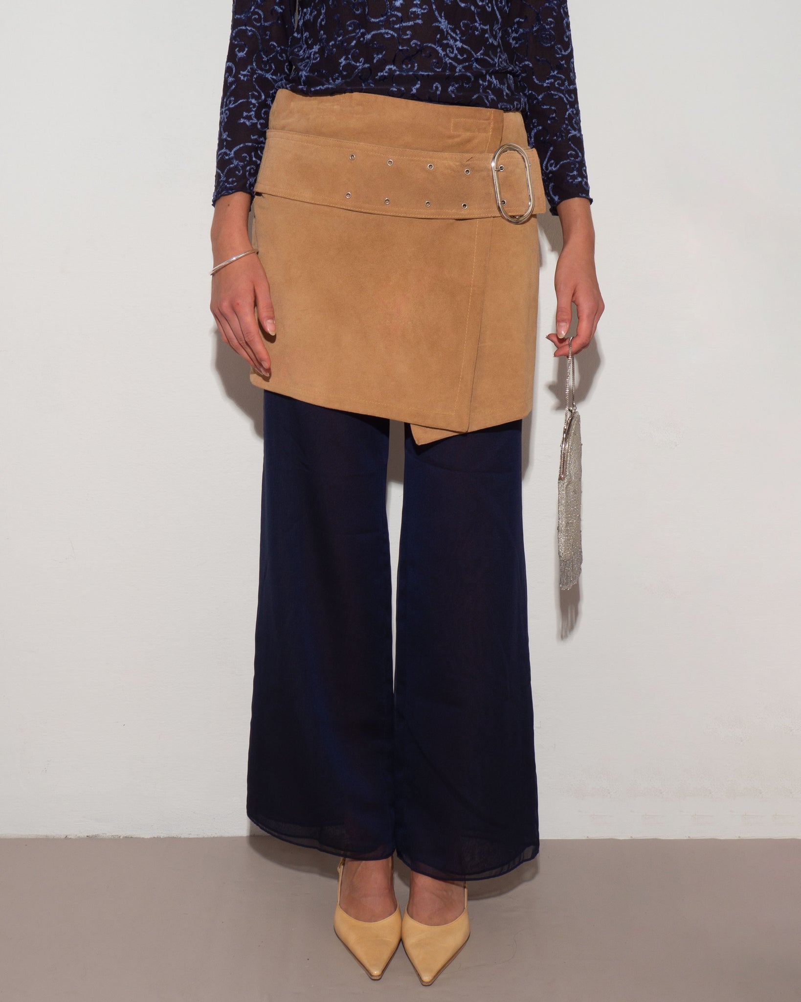 Suede Belted Skirt