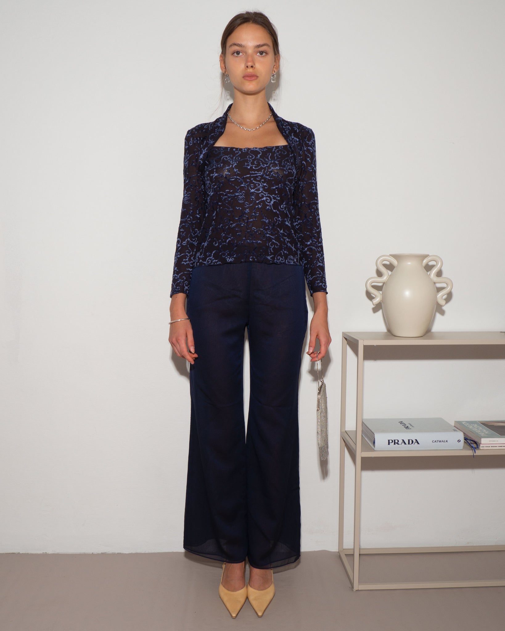 Navy Organza Pants