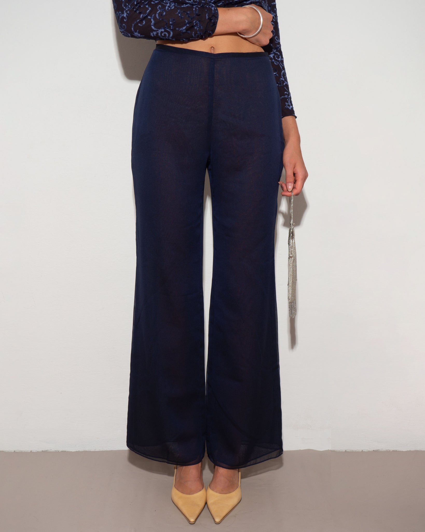 Navy Organza Pants
