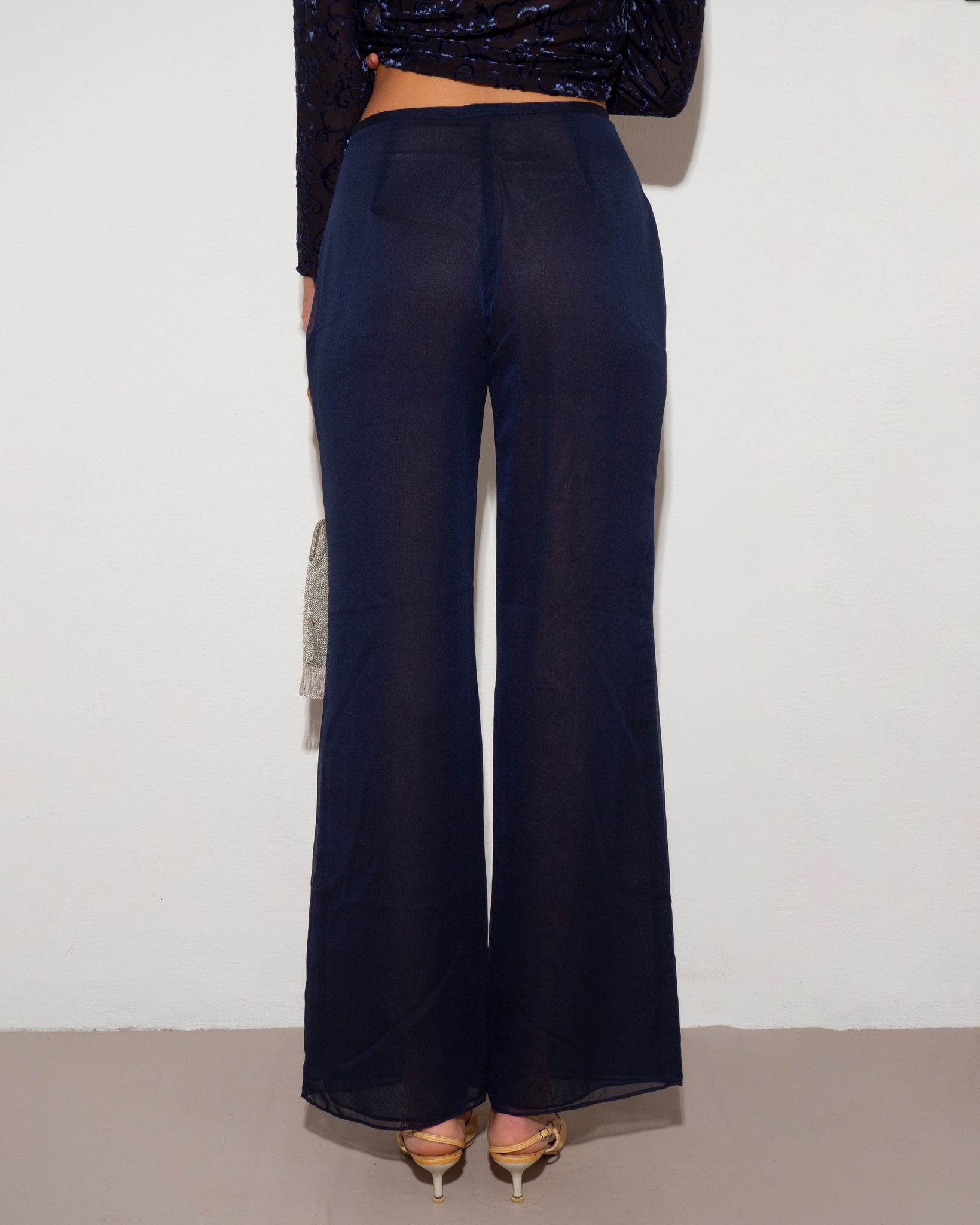 Navy Organza Pants