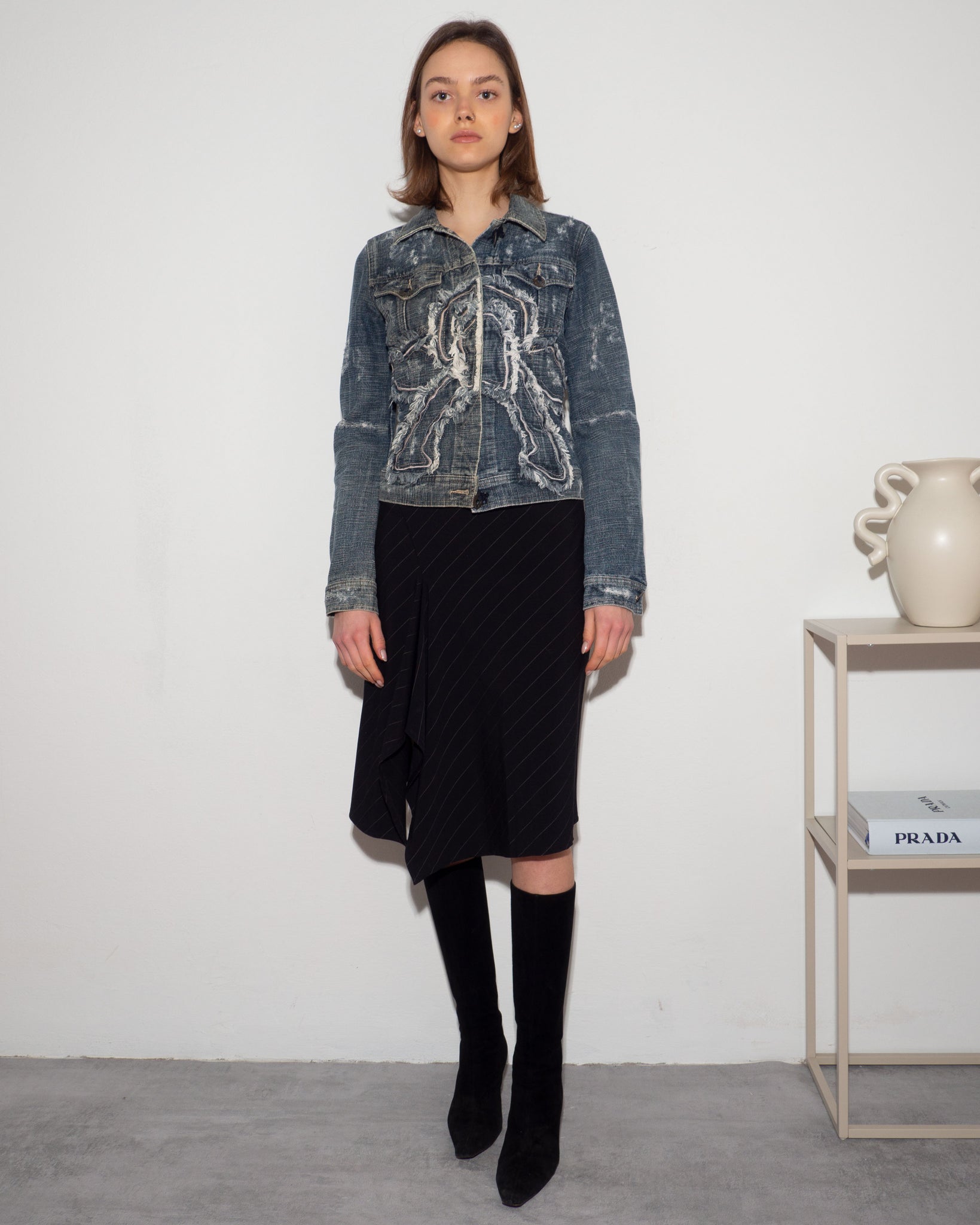 Pinstripe Asymmetric Skirt