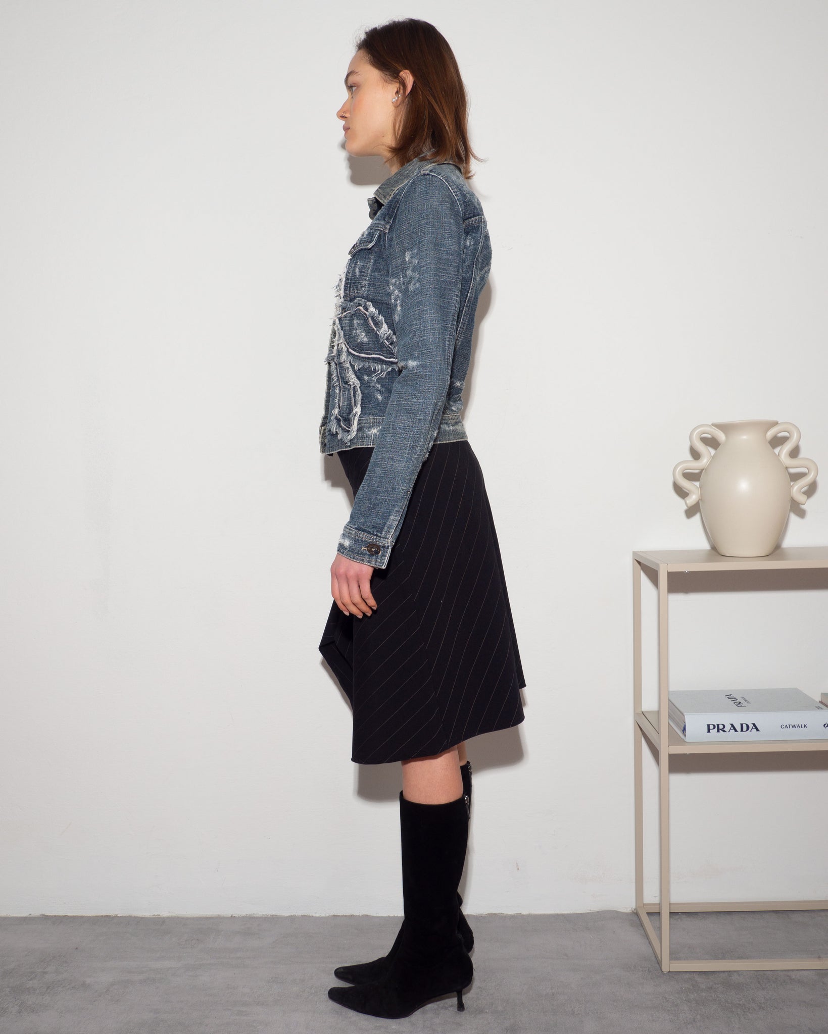 Pinstripe Asymmetric Skirt