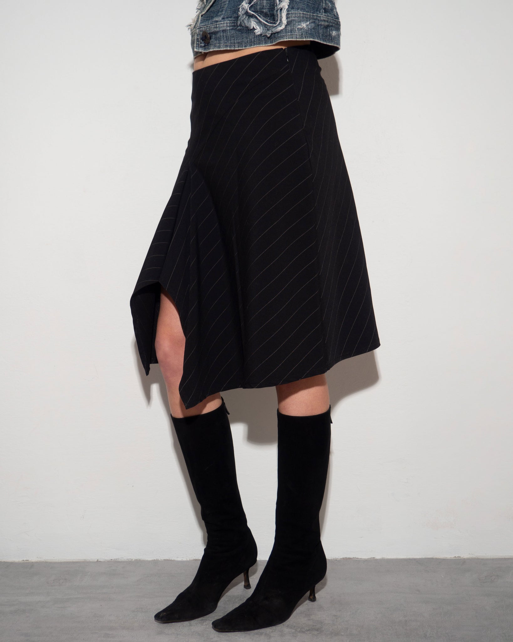 Pinstripe Asymmetric Skirt
