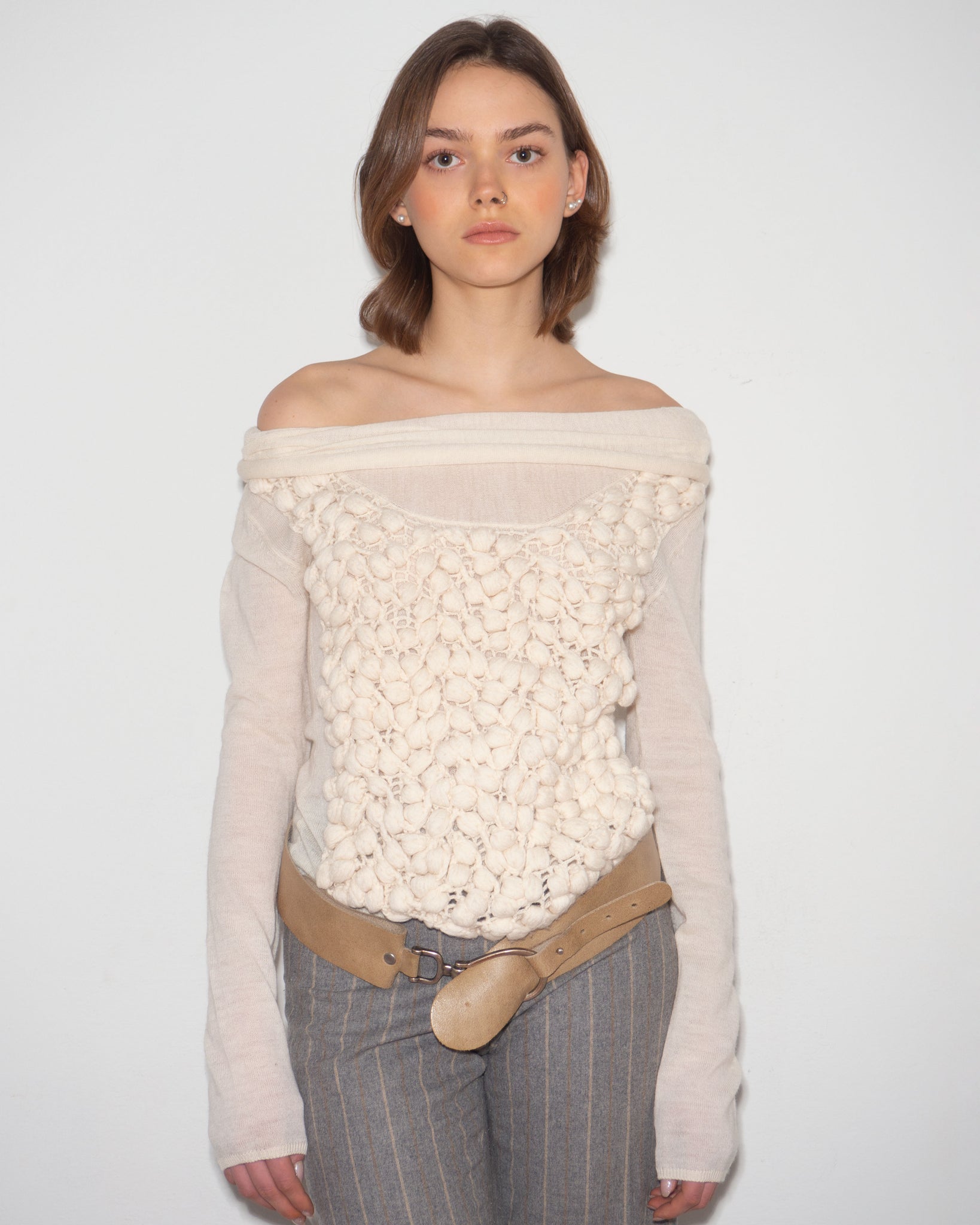 Cream Ball Knit
