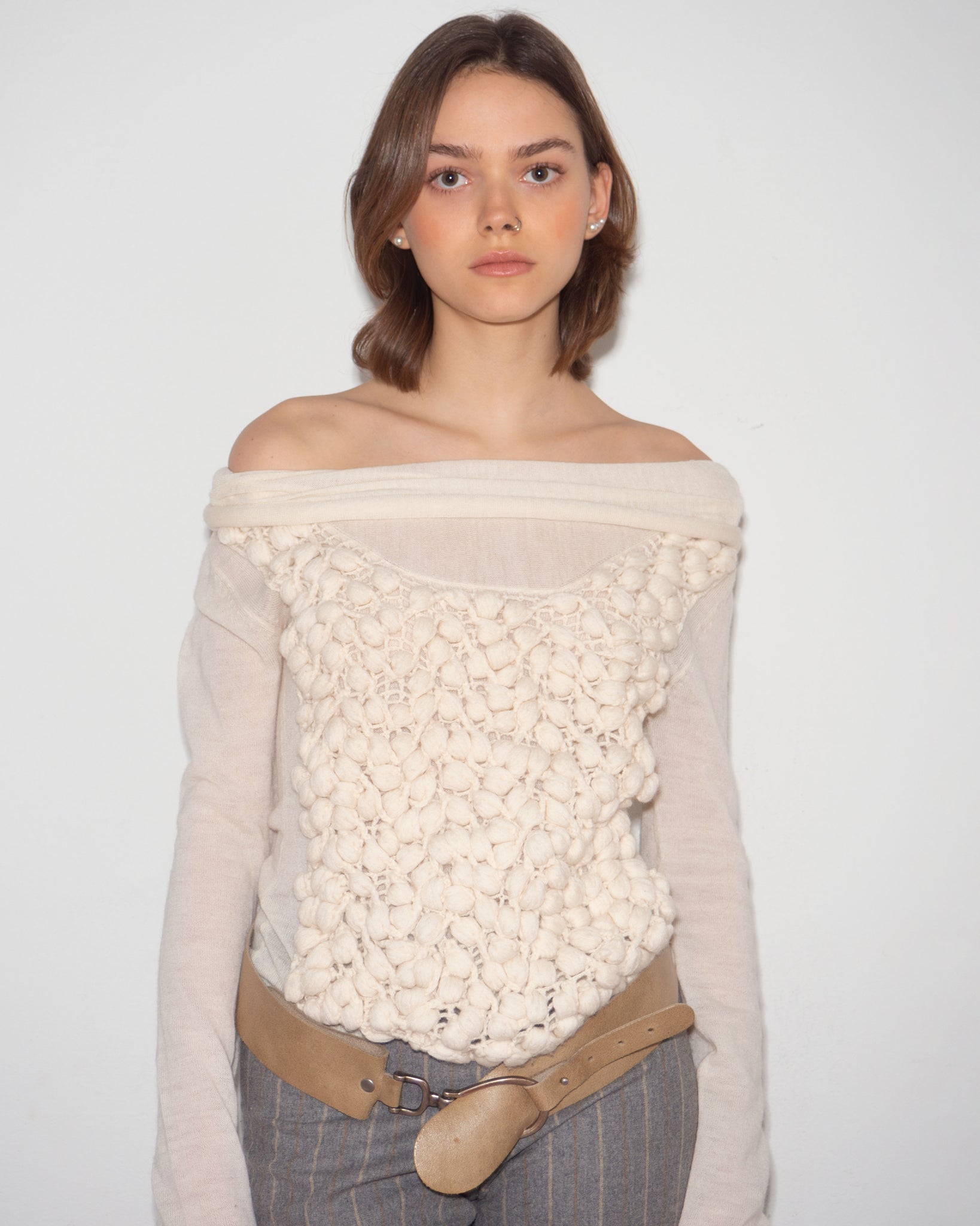 Cream Ball Knit