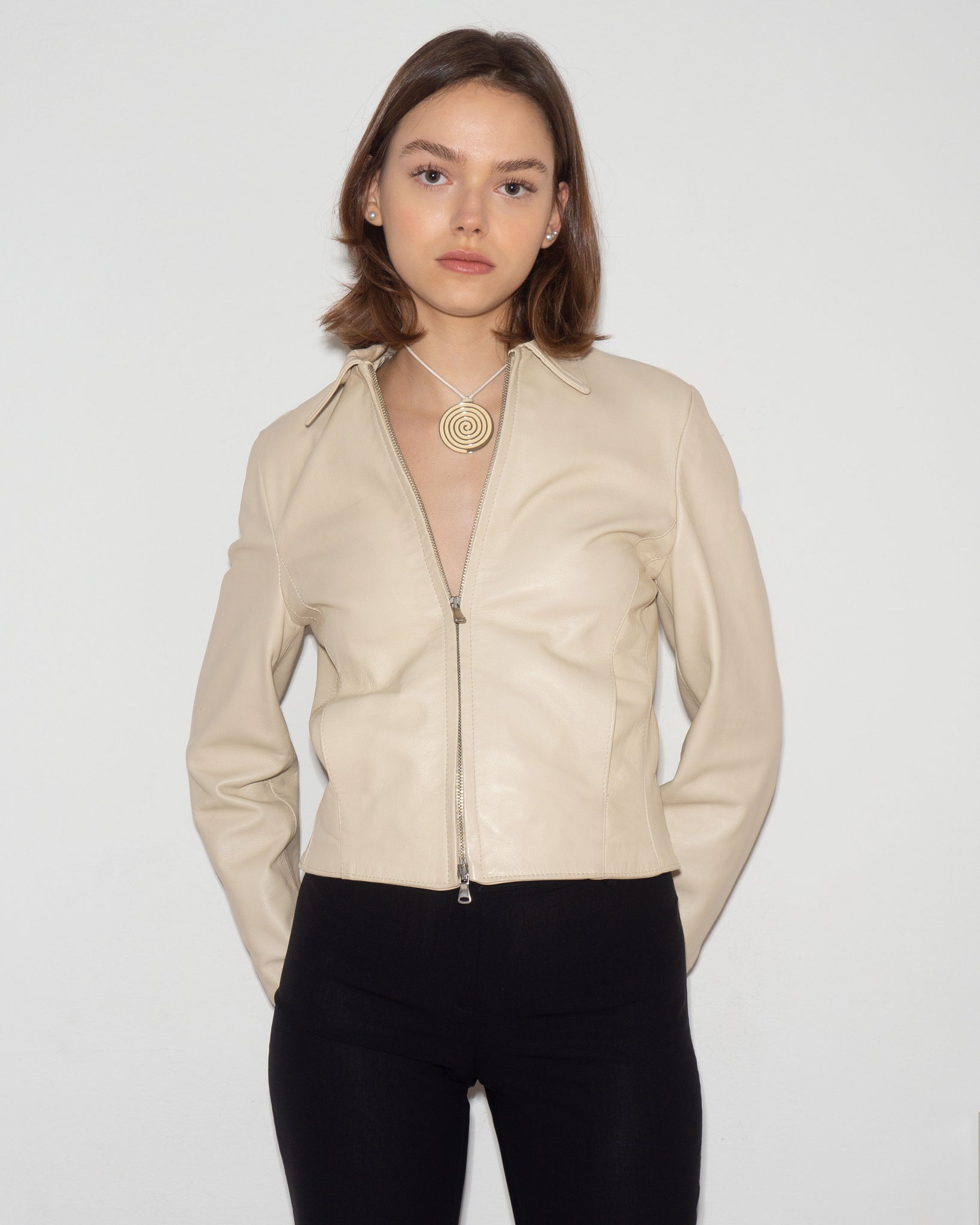 Beige Leather Jacket