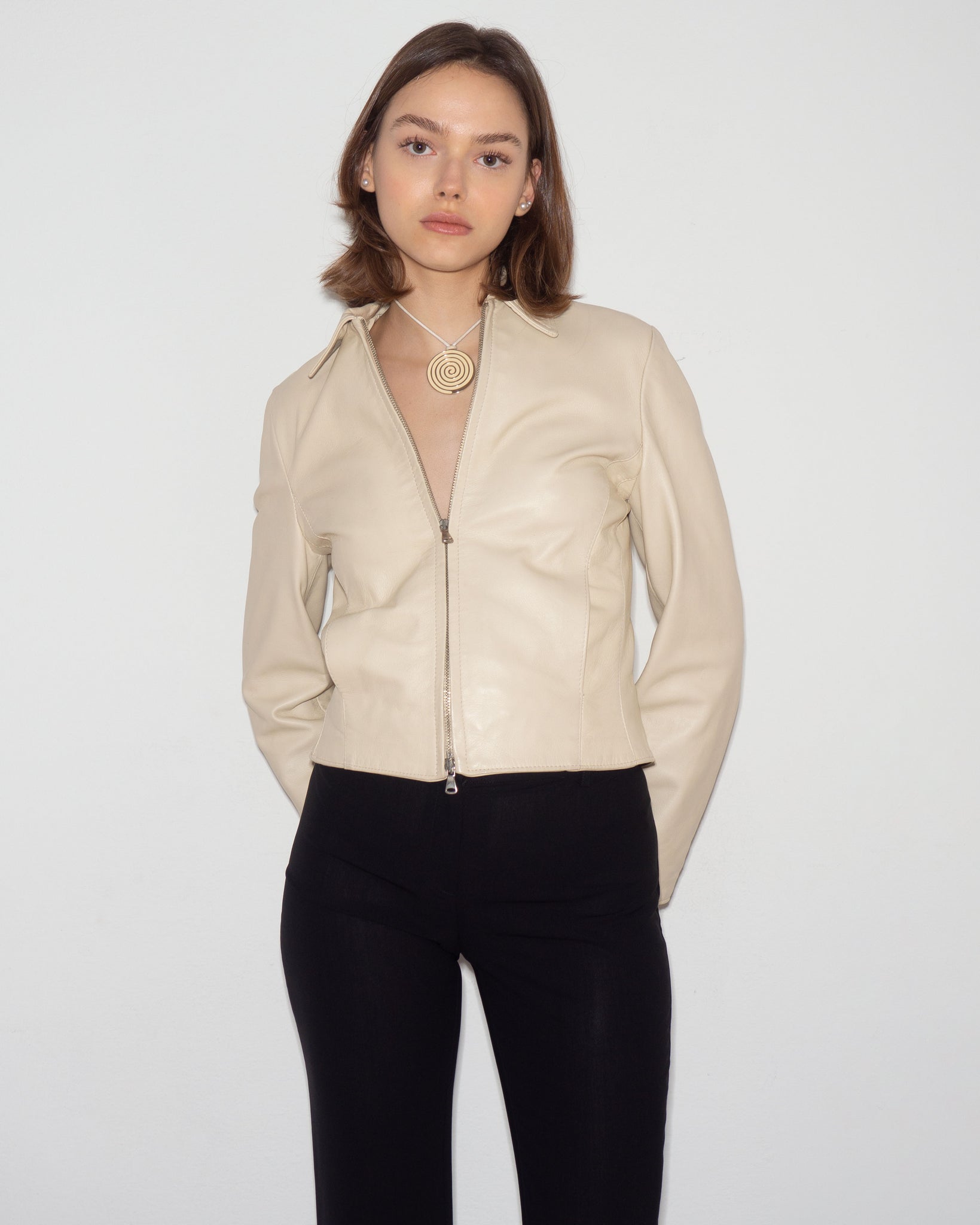 Beige Leather Jacket