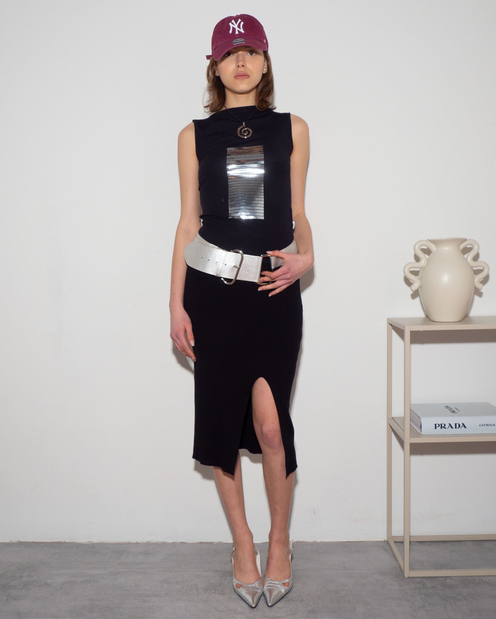 Knitted Slit Skirt