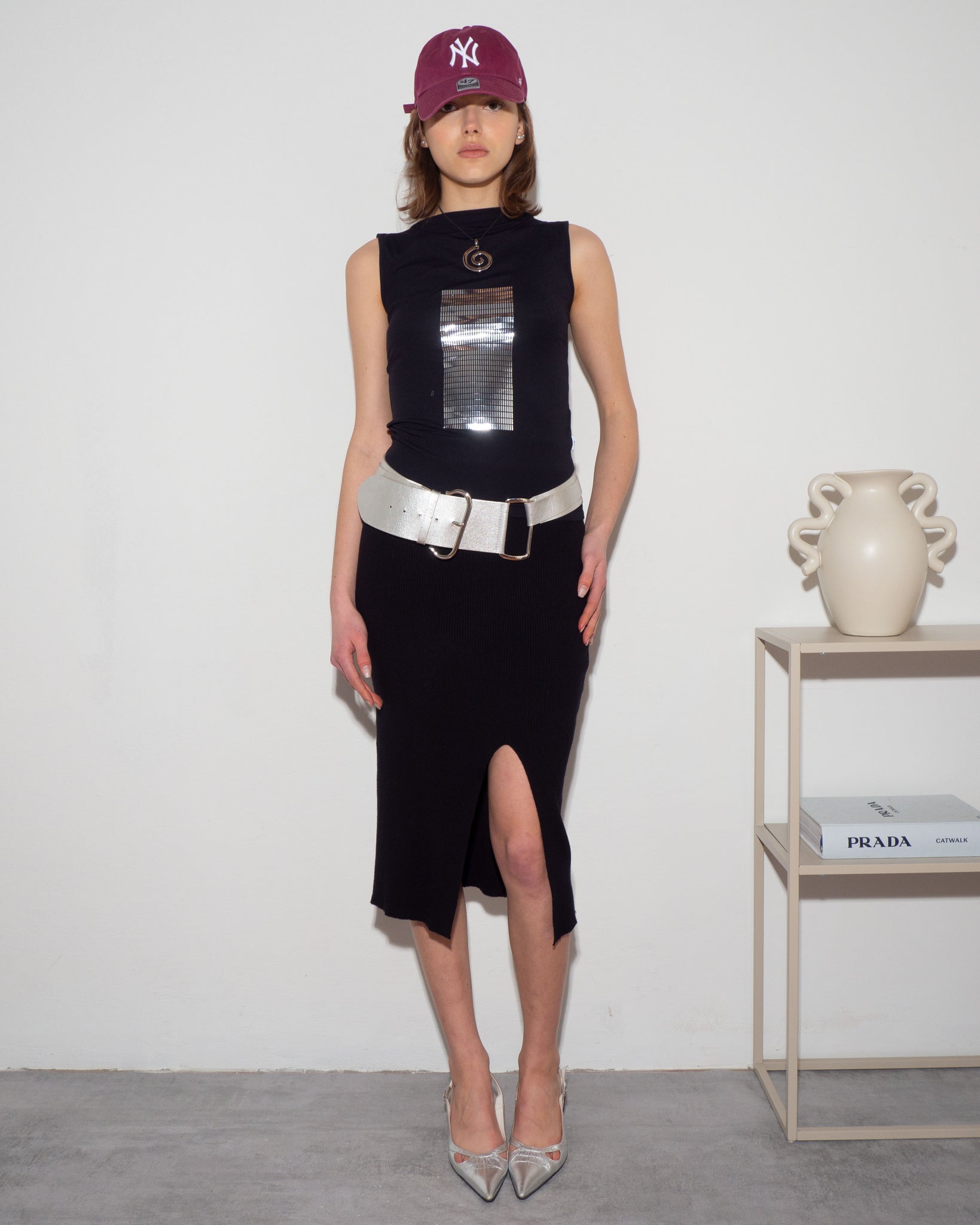 Knitted Slit Skirt
