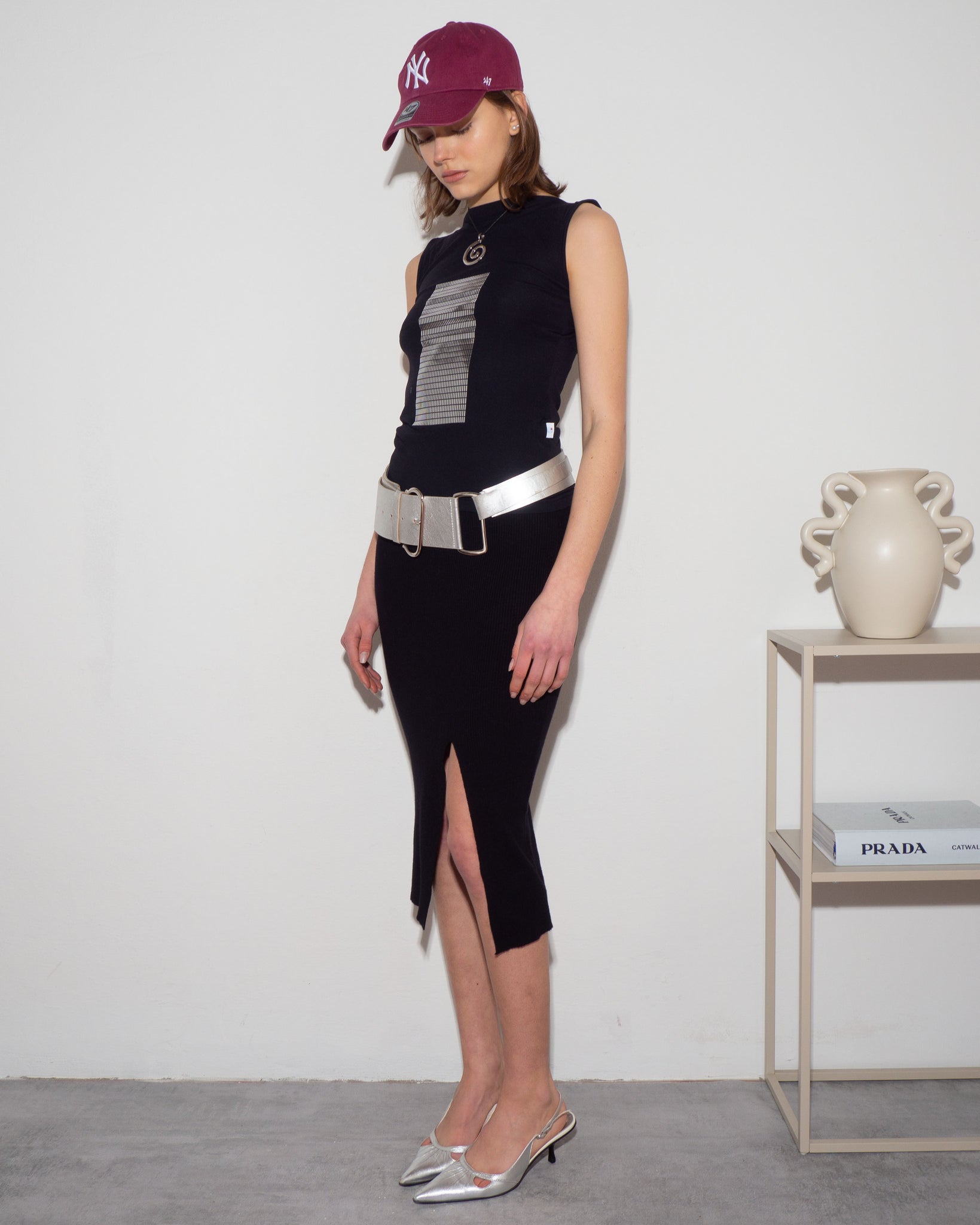 Knitted Slit Skirt