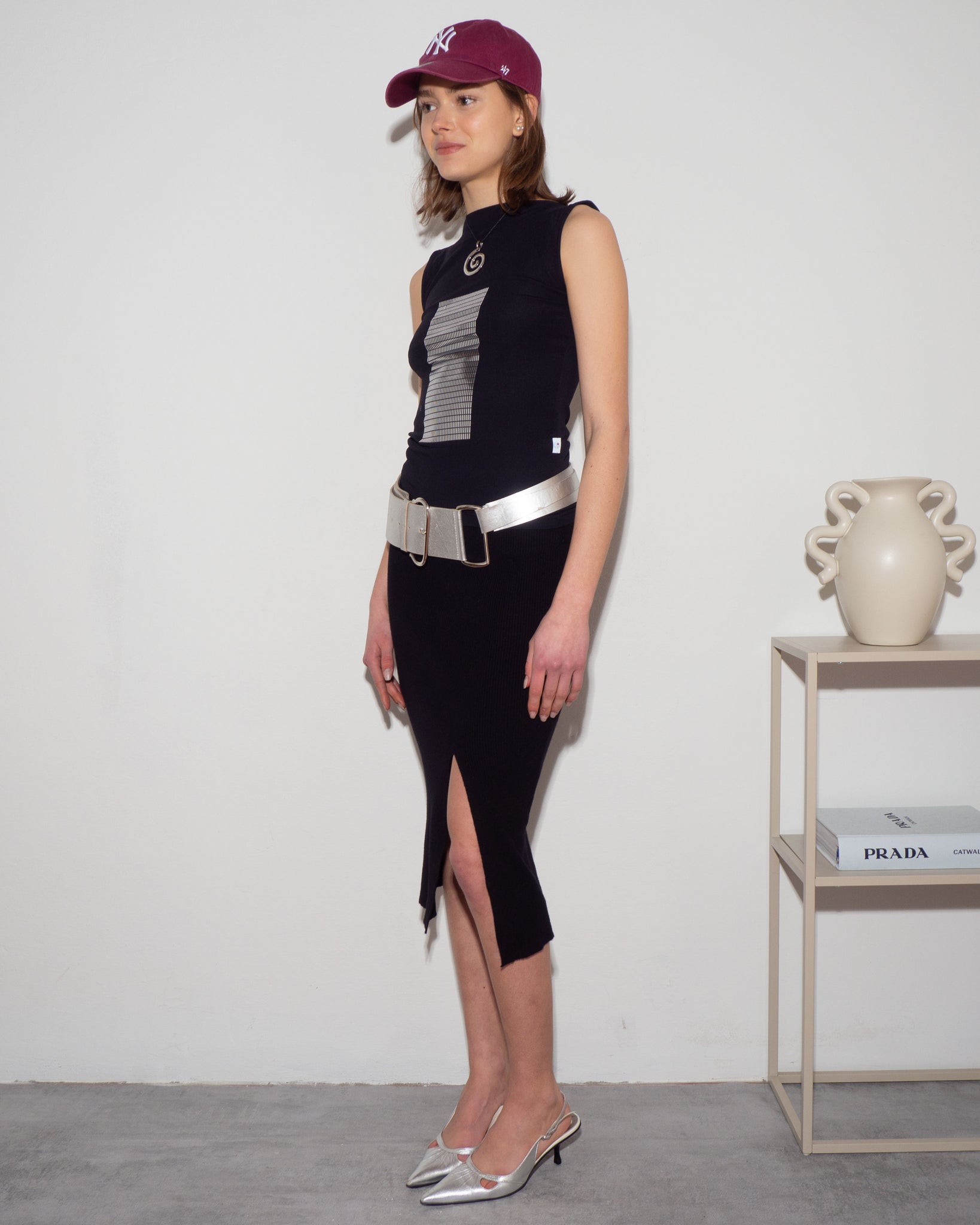 Knitted Slit Skirt
