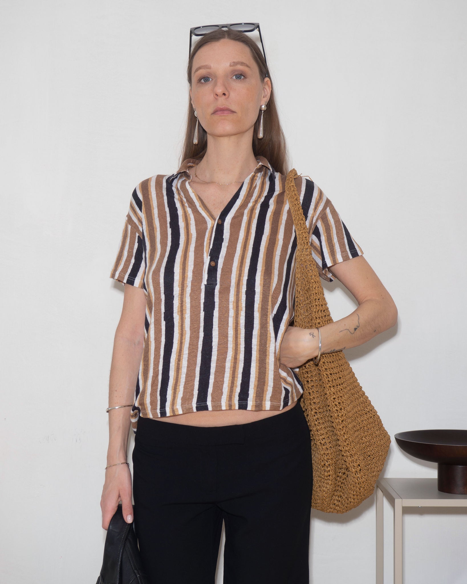Linen Striped Polo