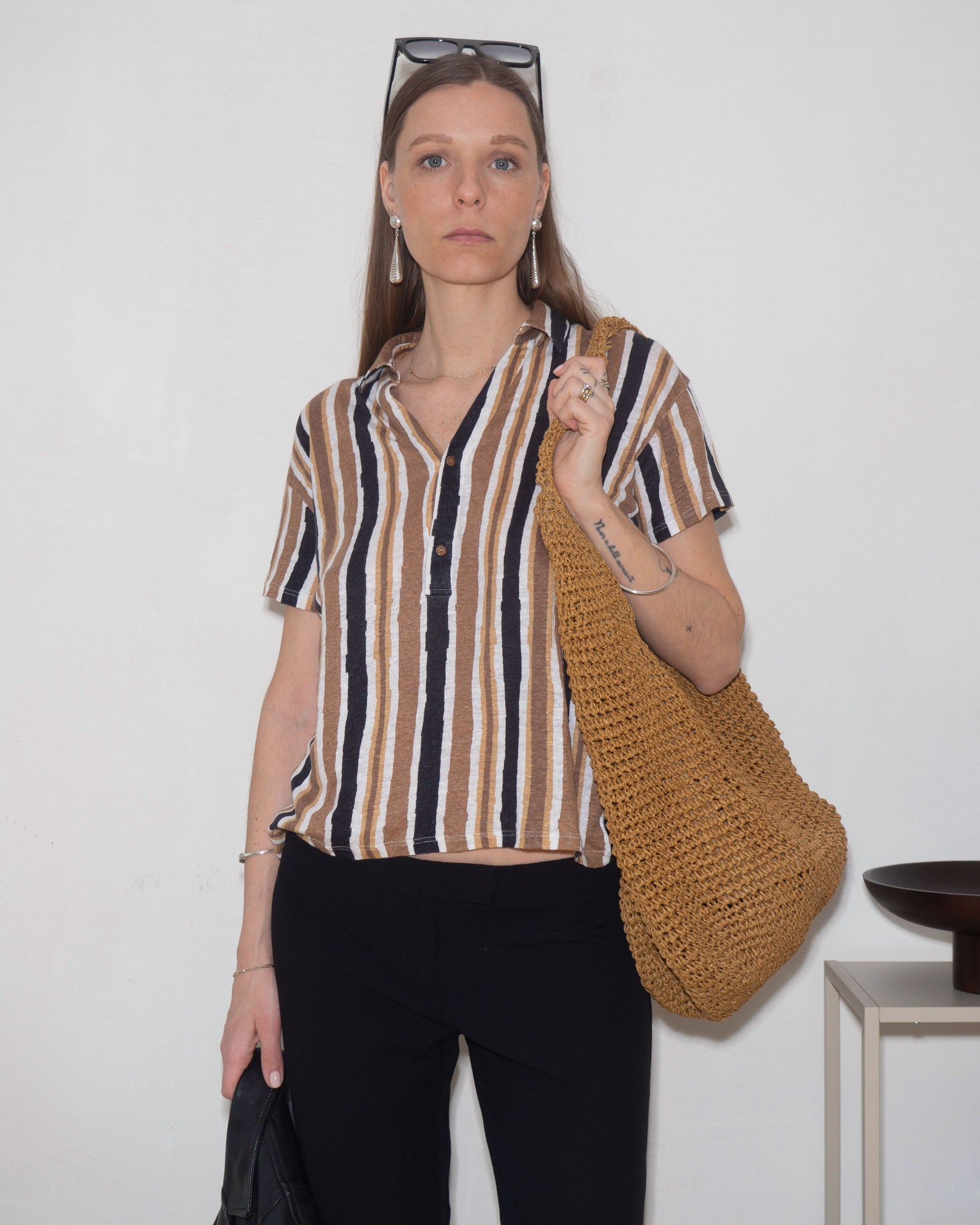 Linen Striped Polo