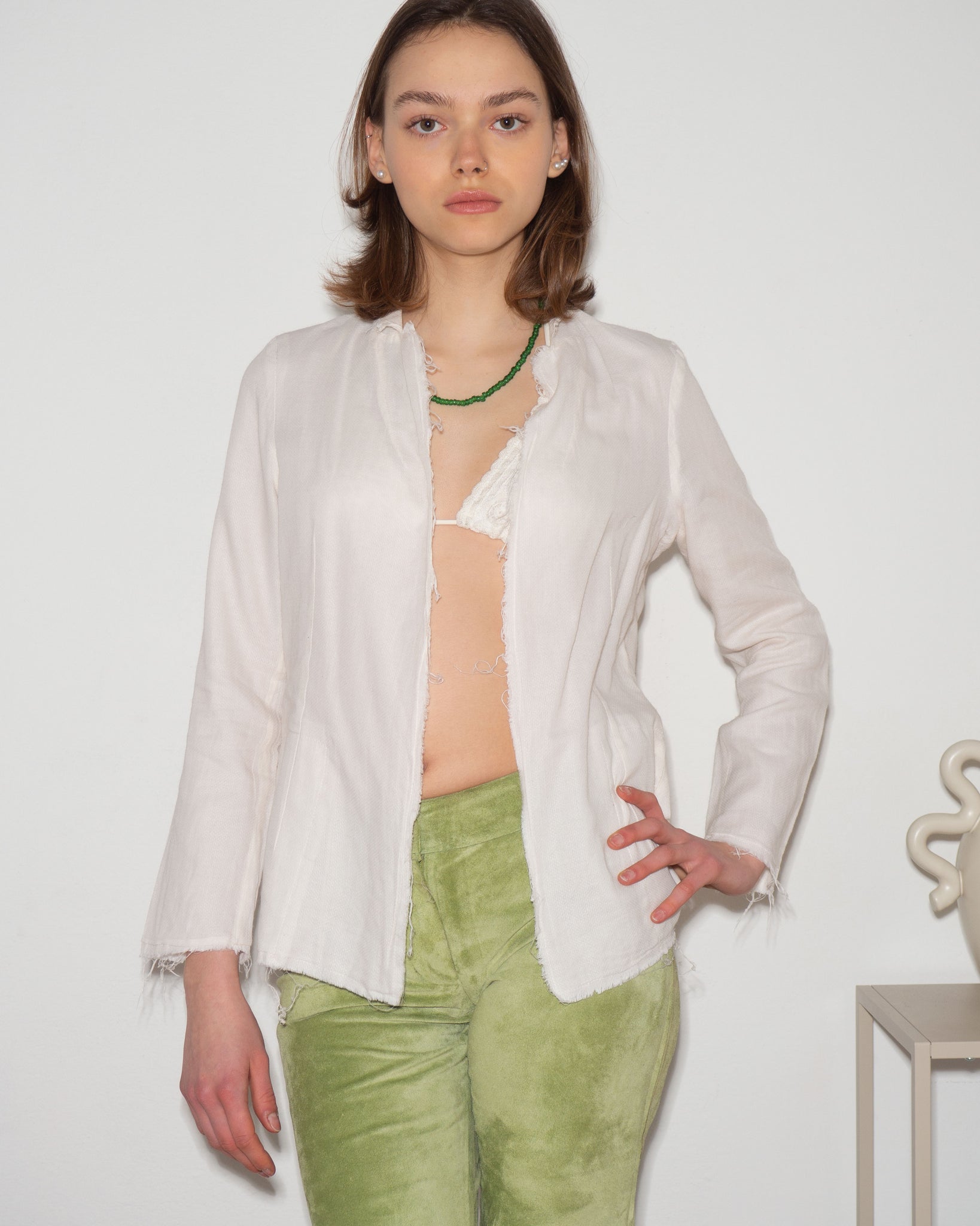 Distressed Open Blouse