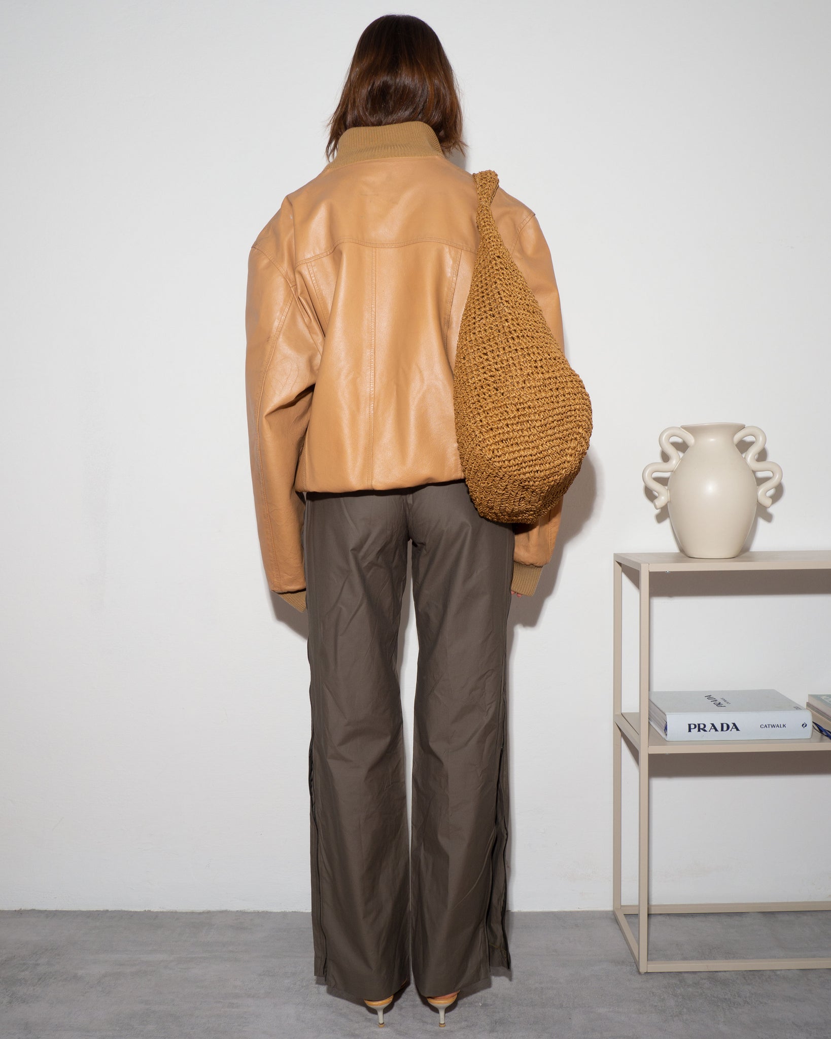 Tan Leather Bomber