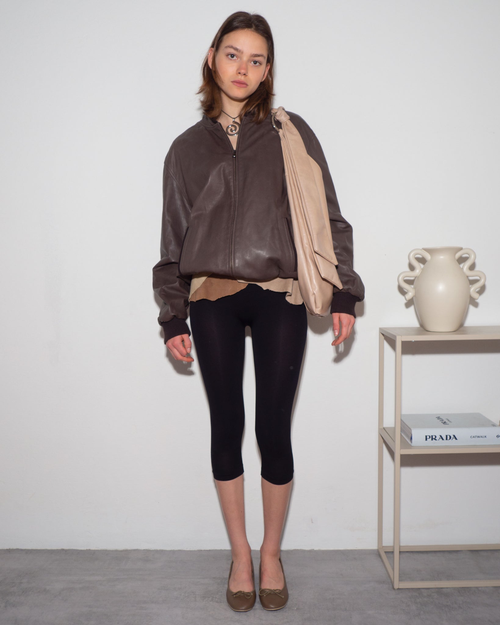 Brown Leather Bomber