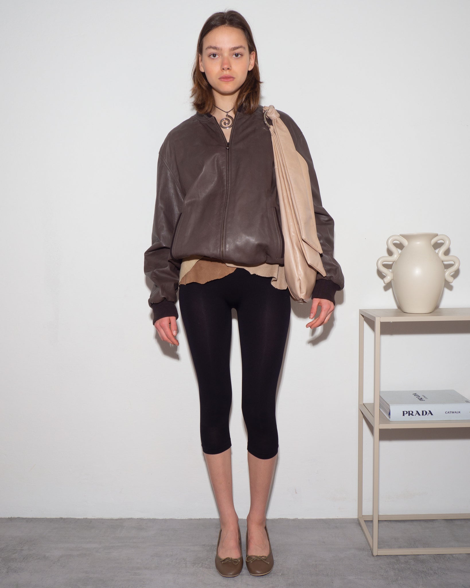 Brown Leather Bomber