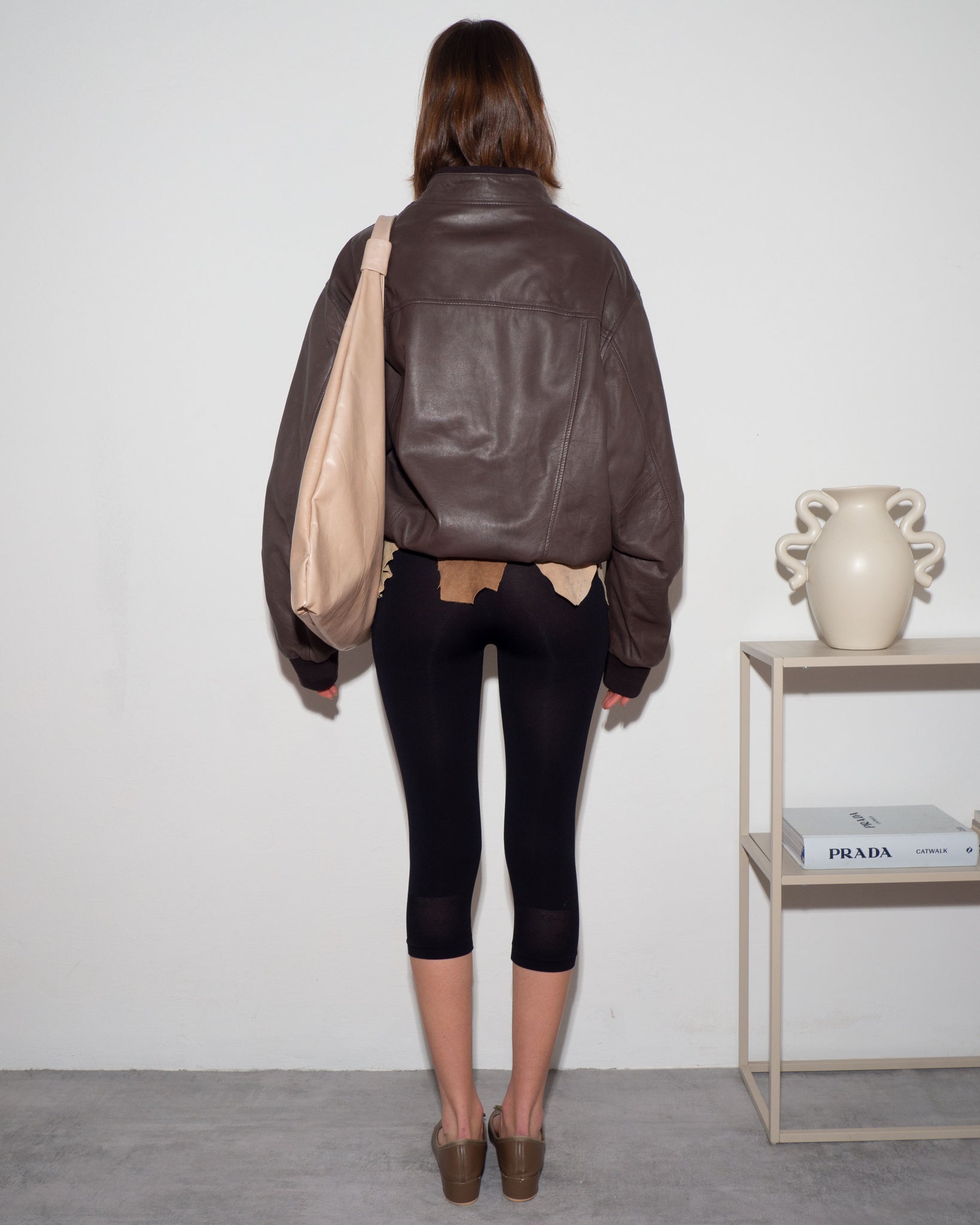 Brown Leather Bomber