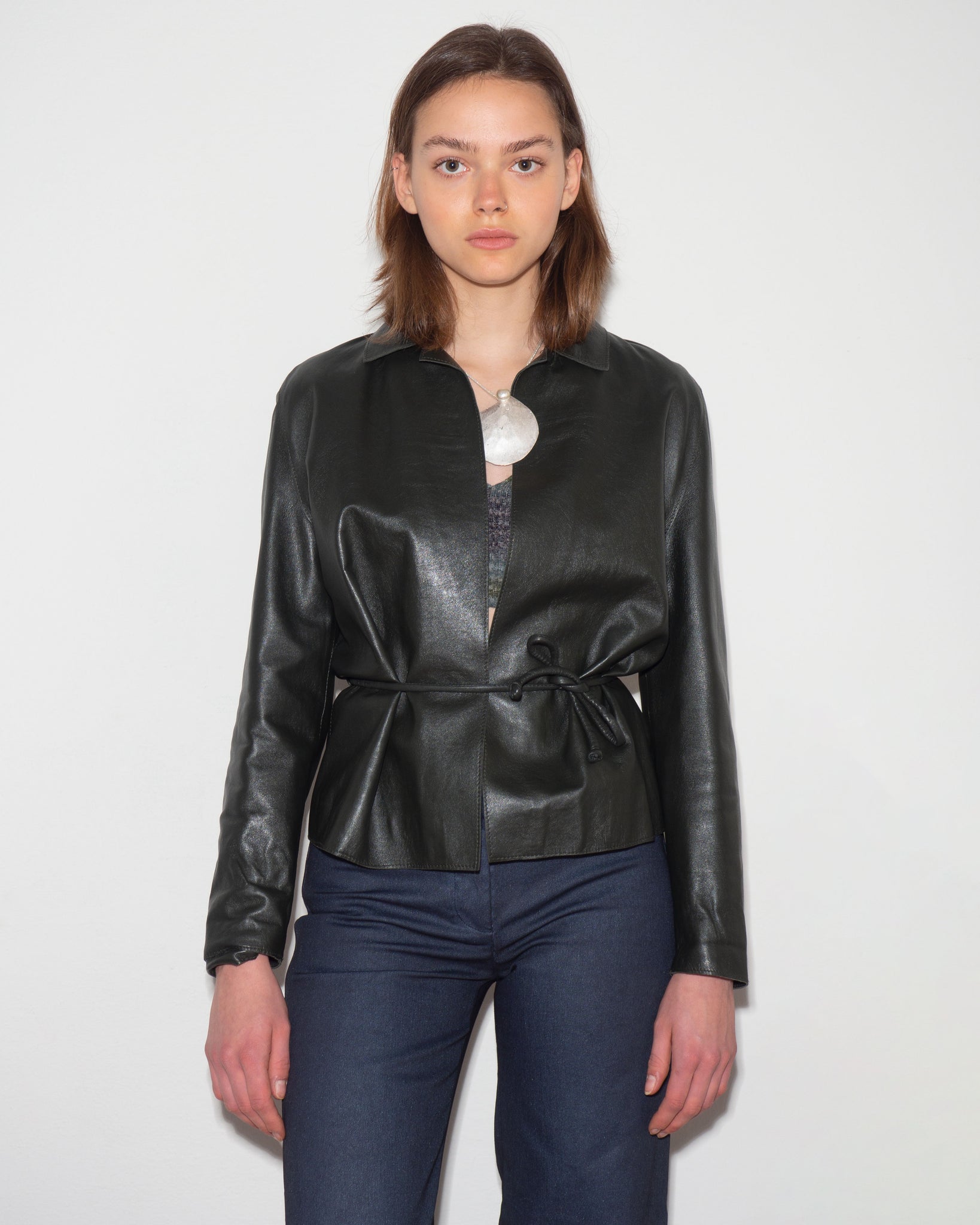 Leather Belted Jacket