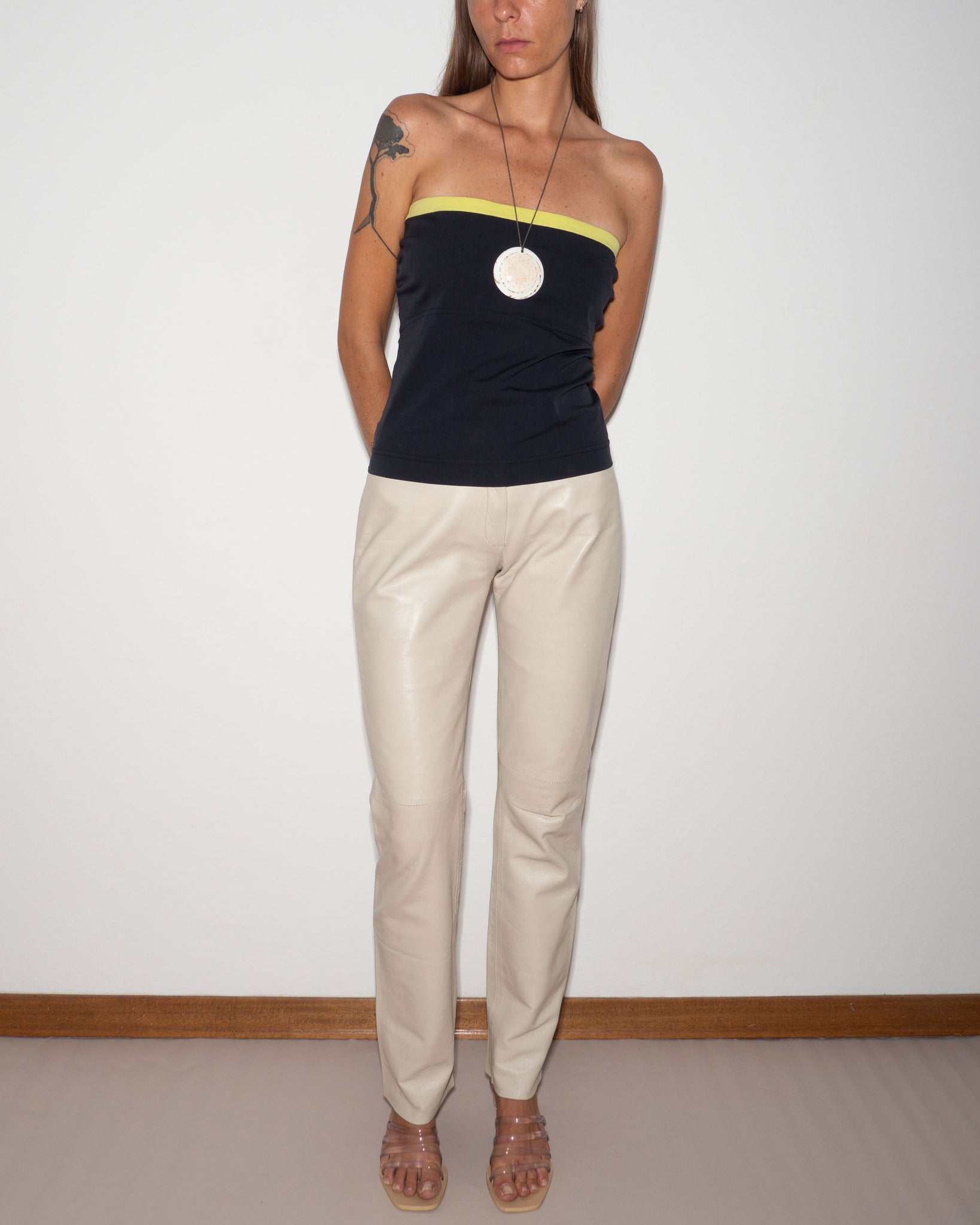 Ivory Leather Pants