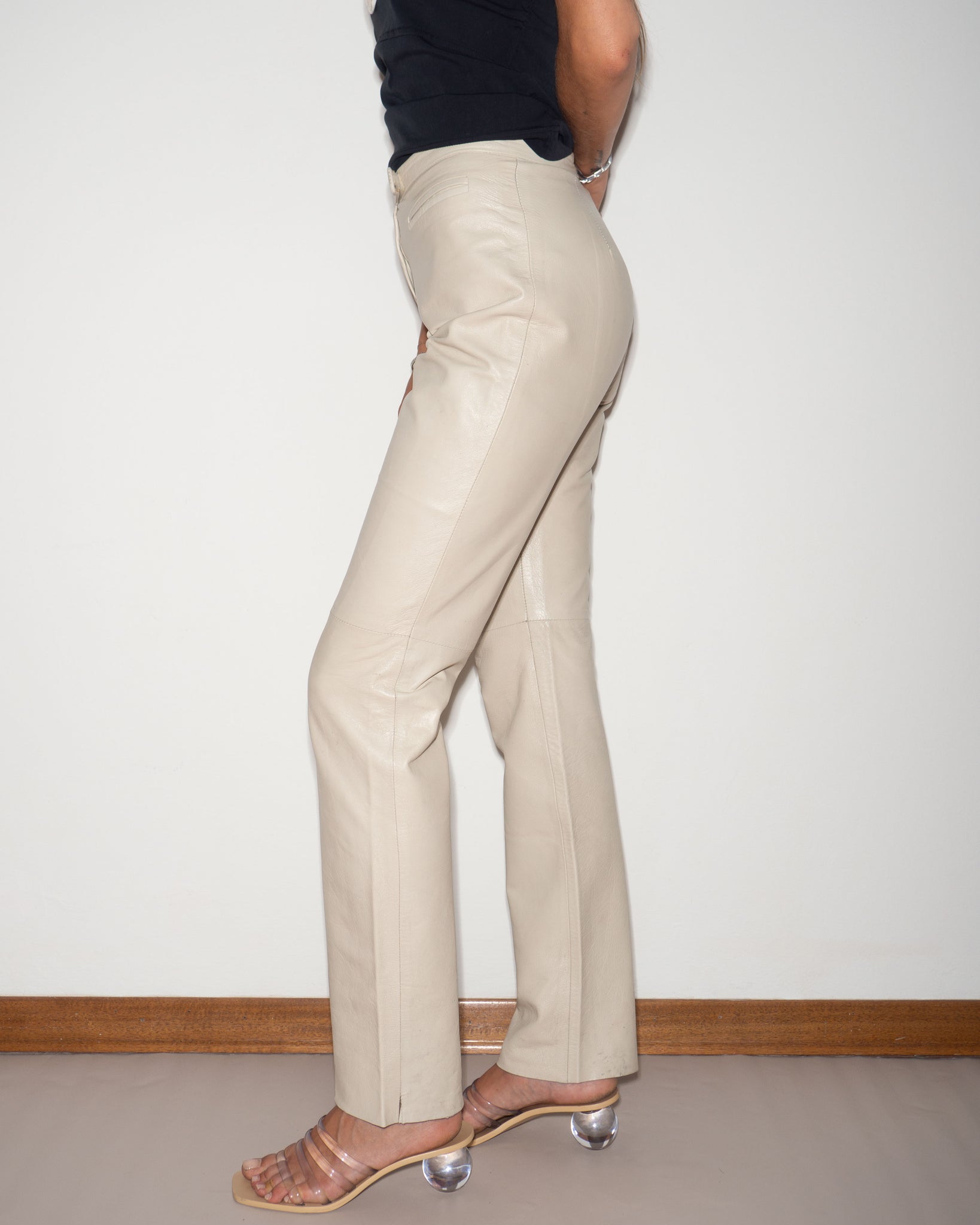 Ivory Leather Pants