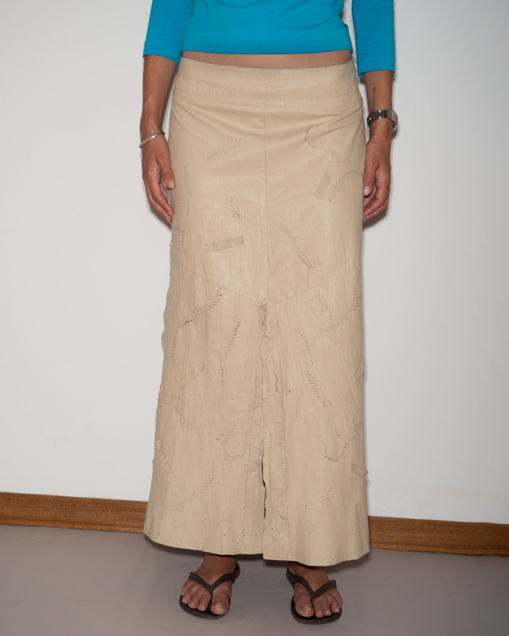 Beige Leather Skirt